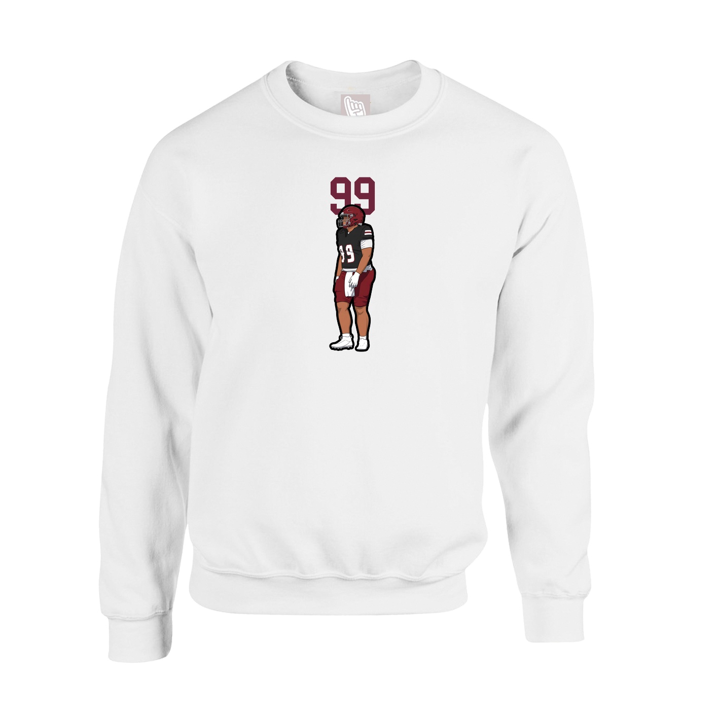 Fleece Crew — Number Top in White