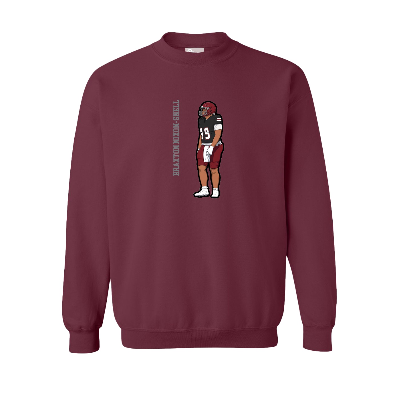 Fleece Crew — Name Vertical in Maroon