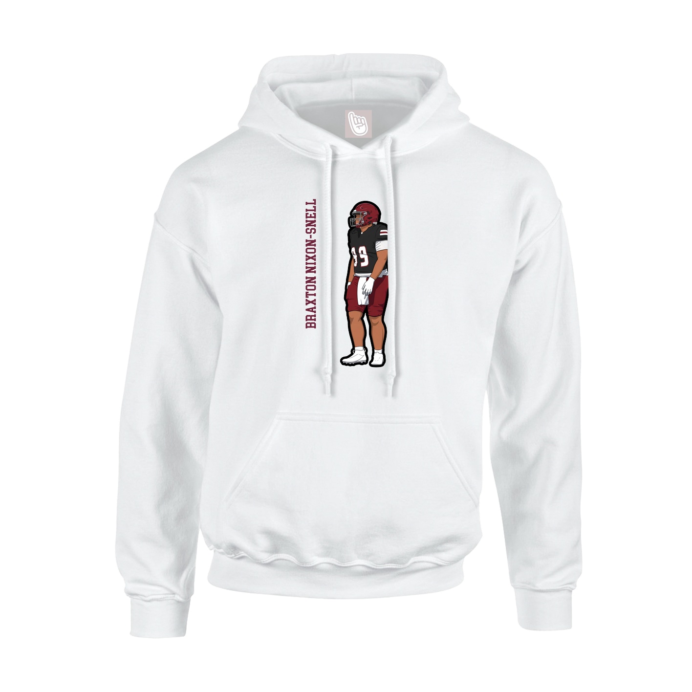 Youth Hoodie — Name Vertical in White