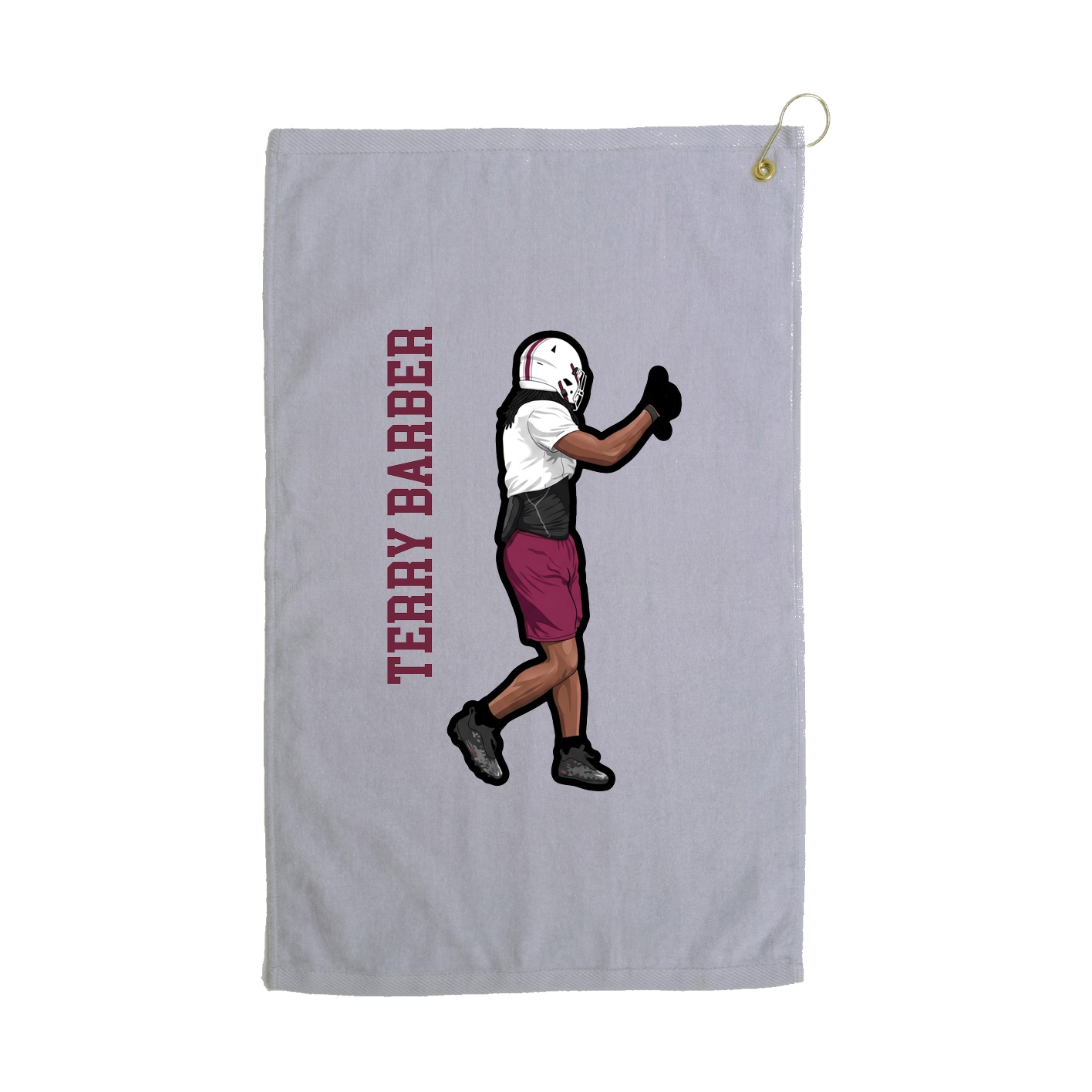 Golf Towel — Name Vertical in Grey