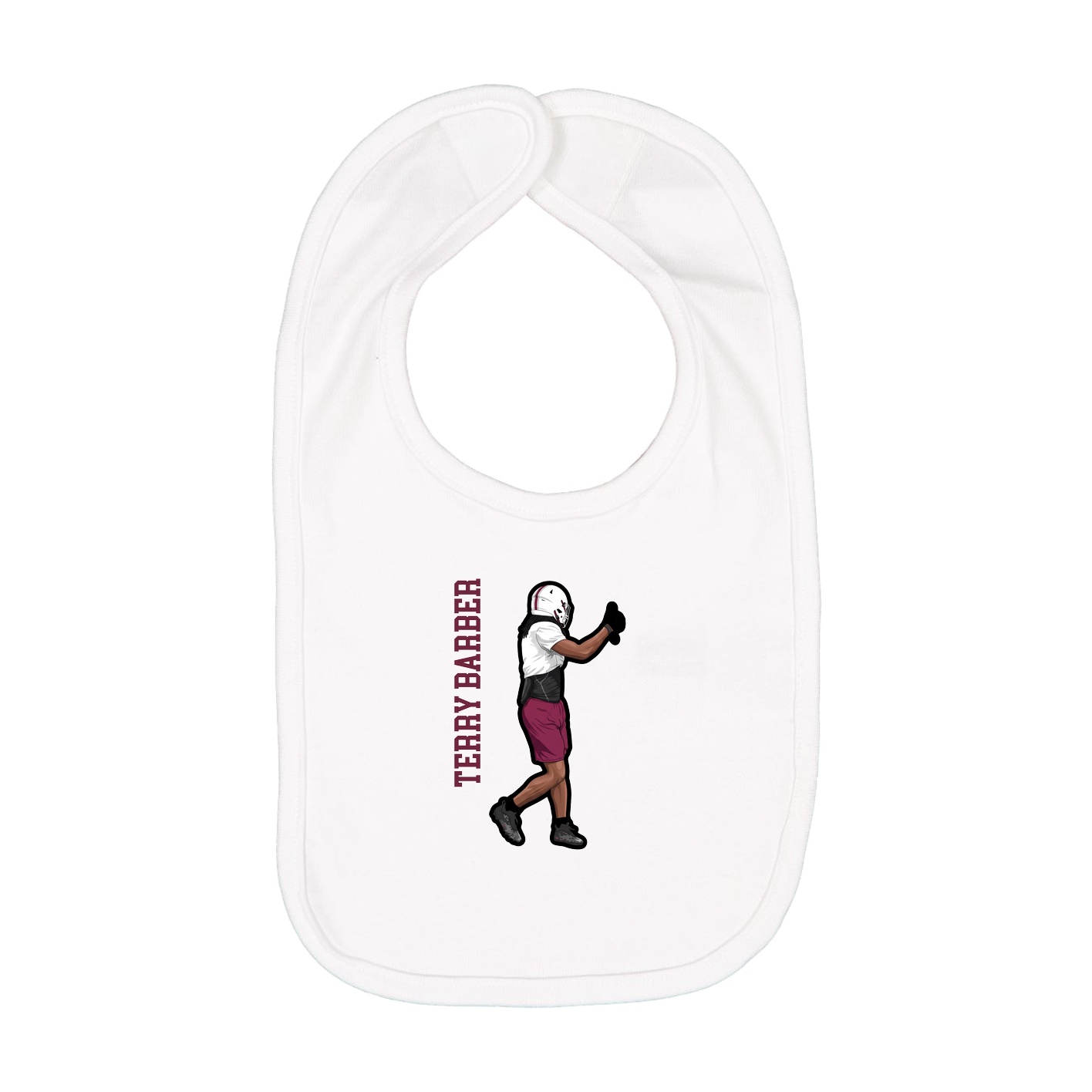 Infant Bib — Name Vertical in White