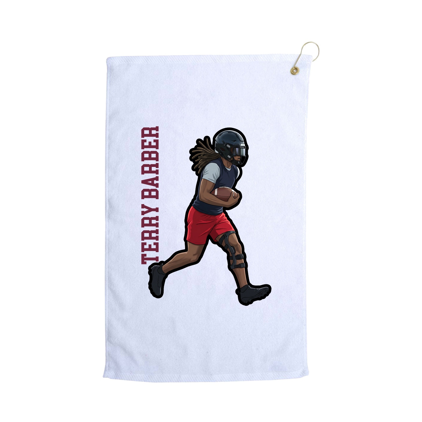 Golf Towel — Name Vertical in White