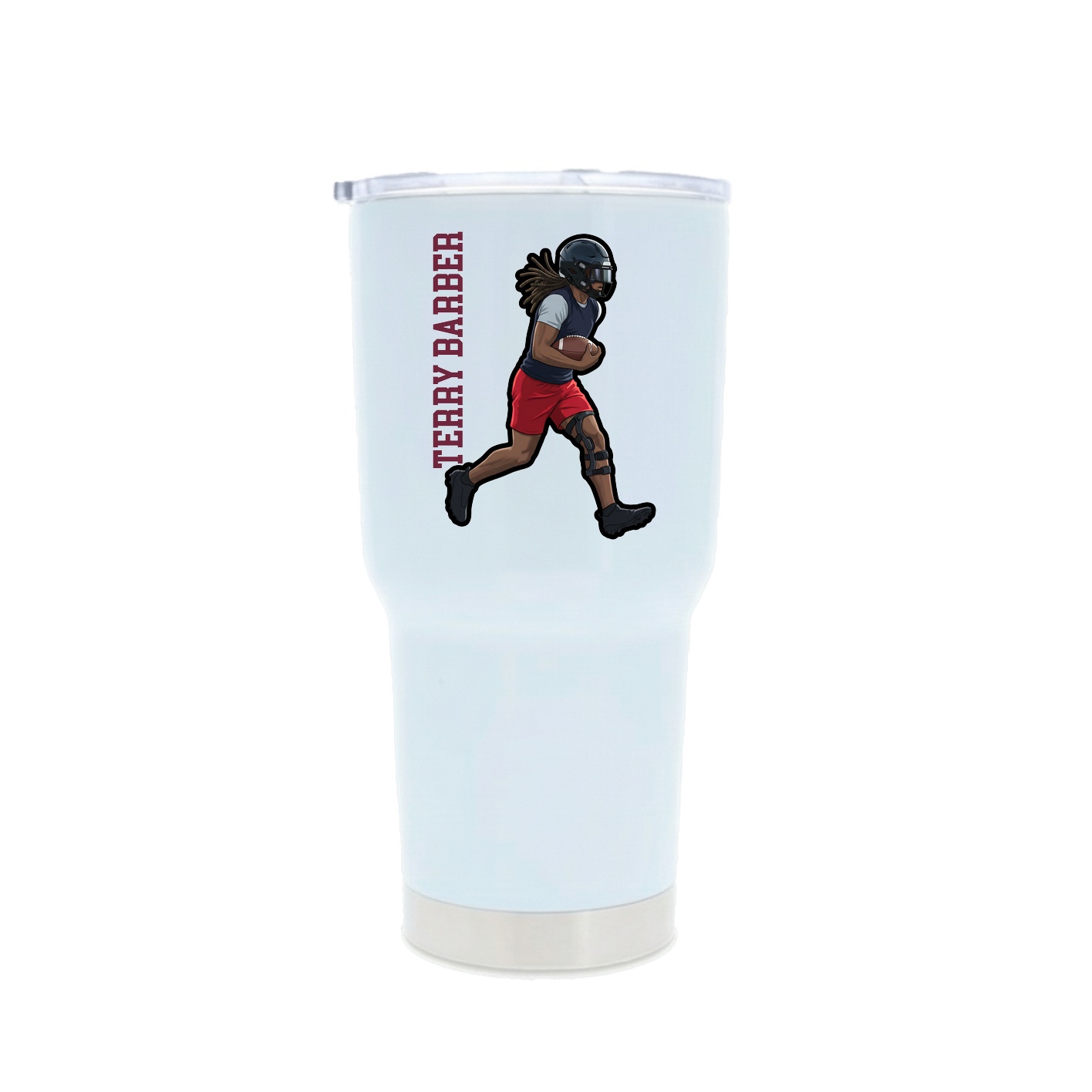 30oz Stainless Steel Tumbler — Name Vertical in White