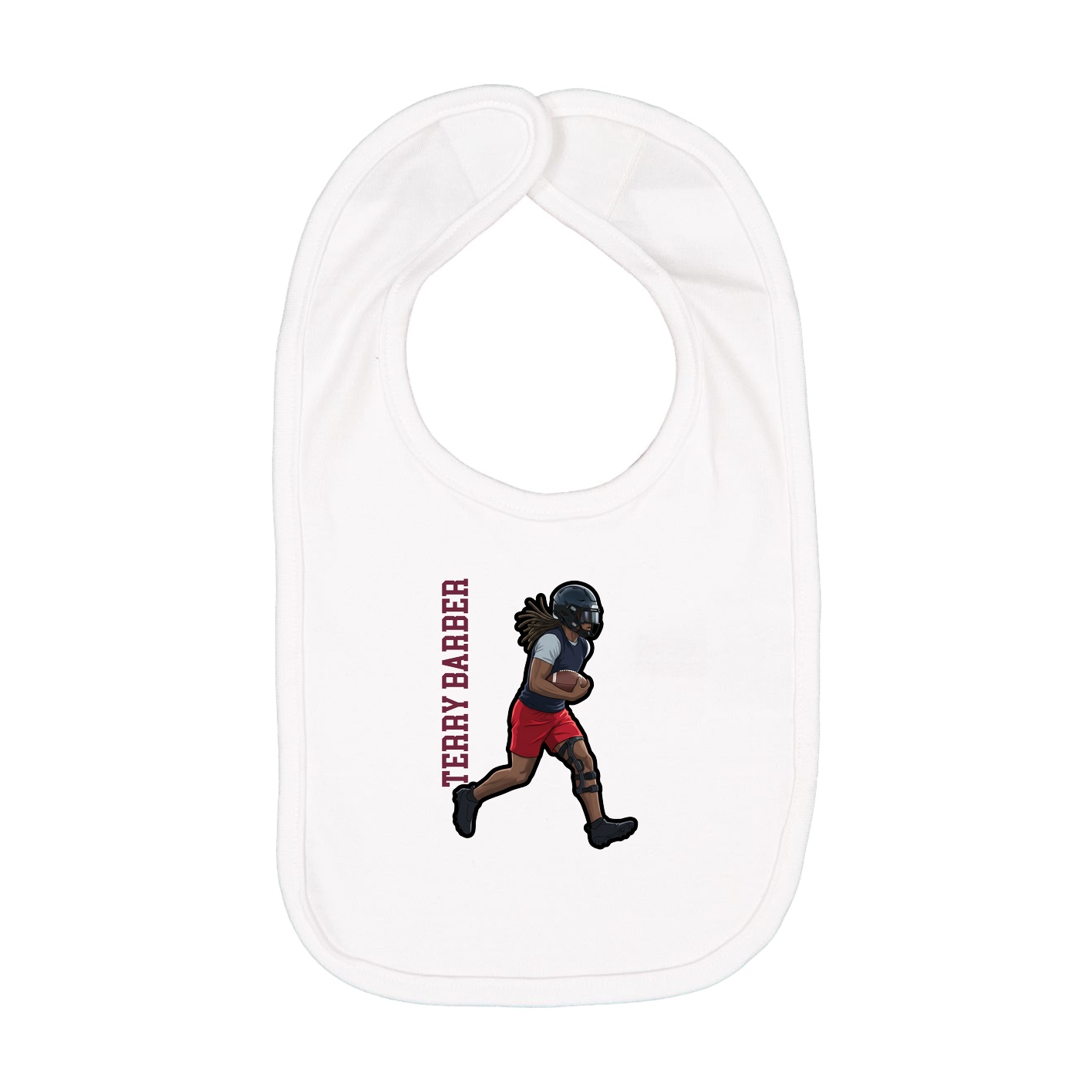 Infant Bib — Name Vertical in White
