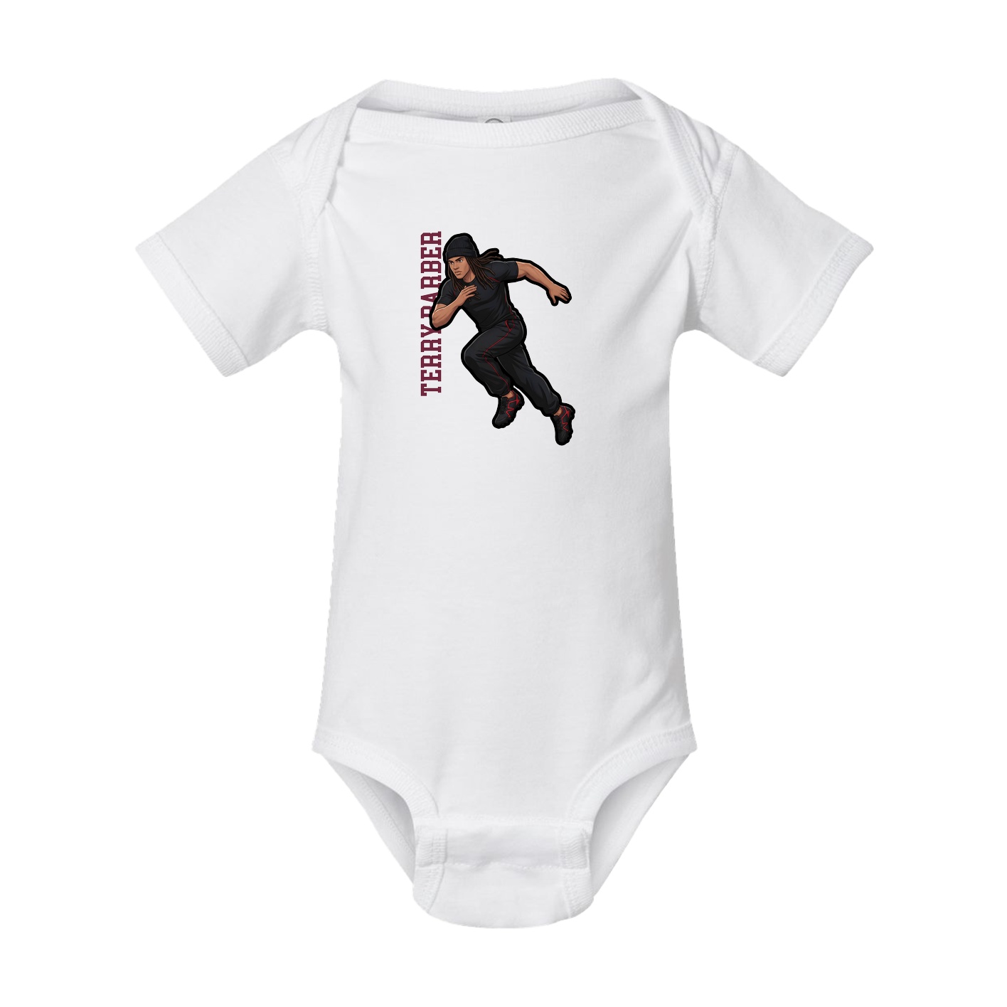Baby Onesie — Name Vertical in White
