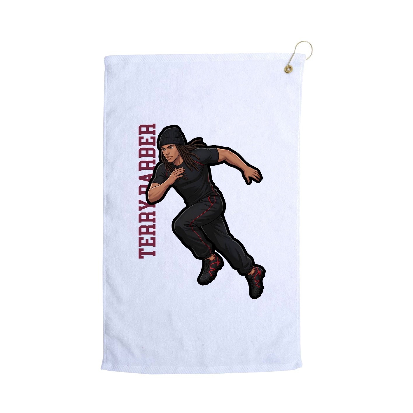 Golf Towel — Name Vertical in White
