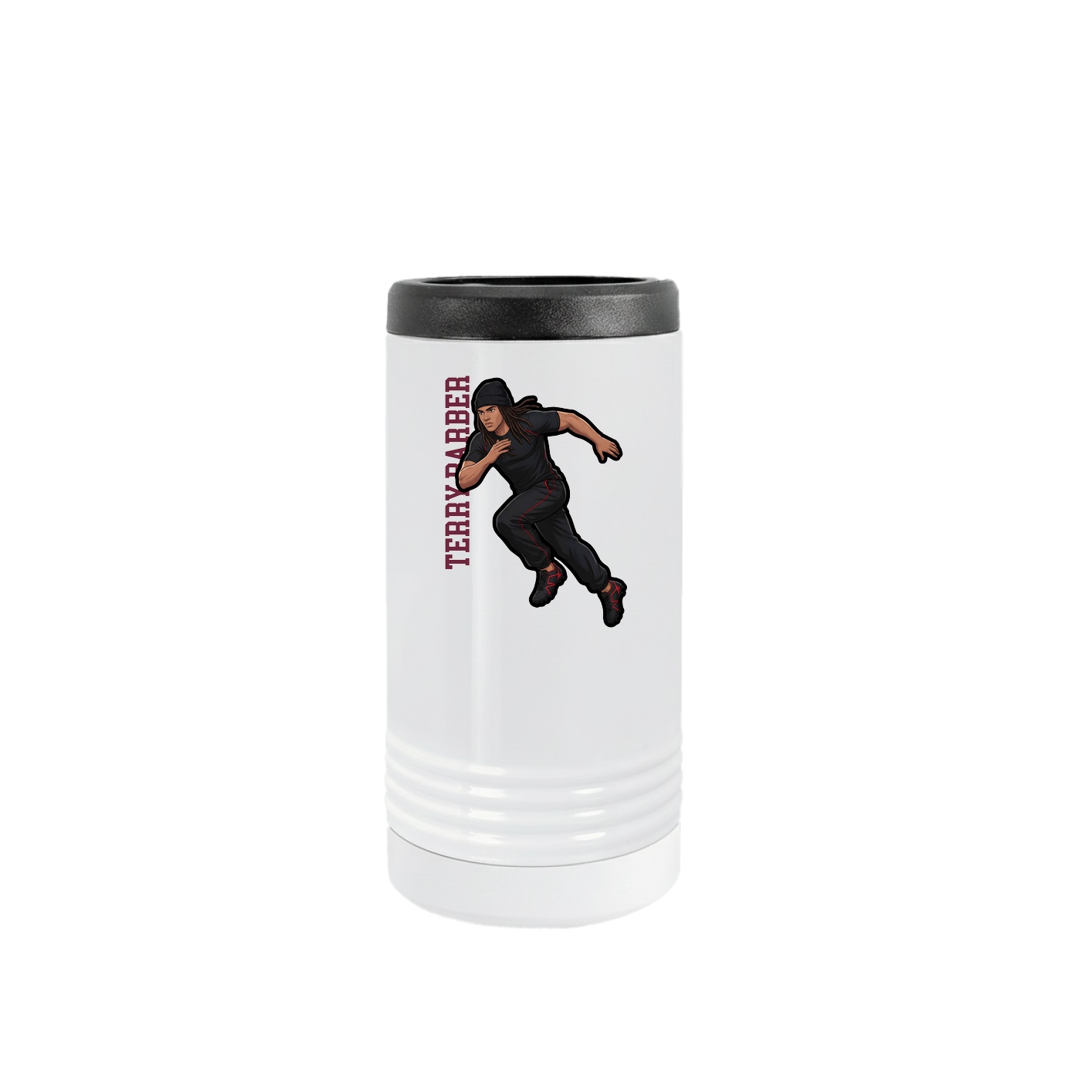 Slim Beverage Holder — Name Vertical in White