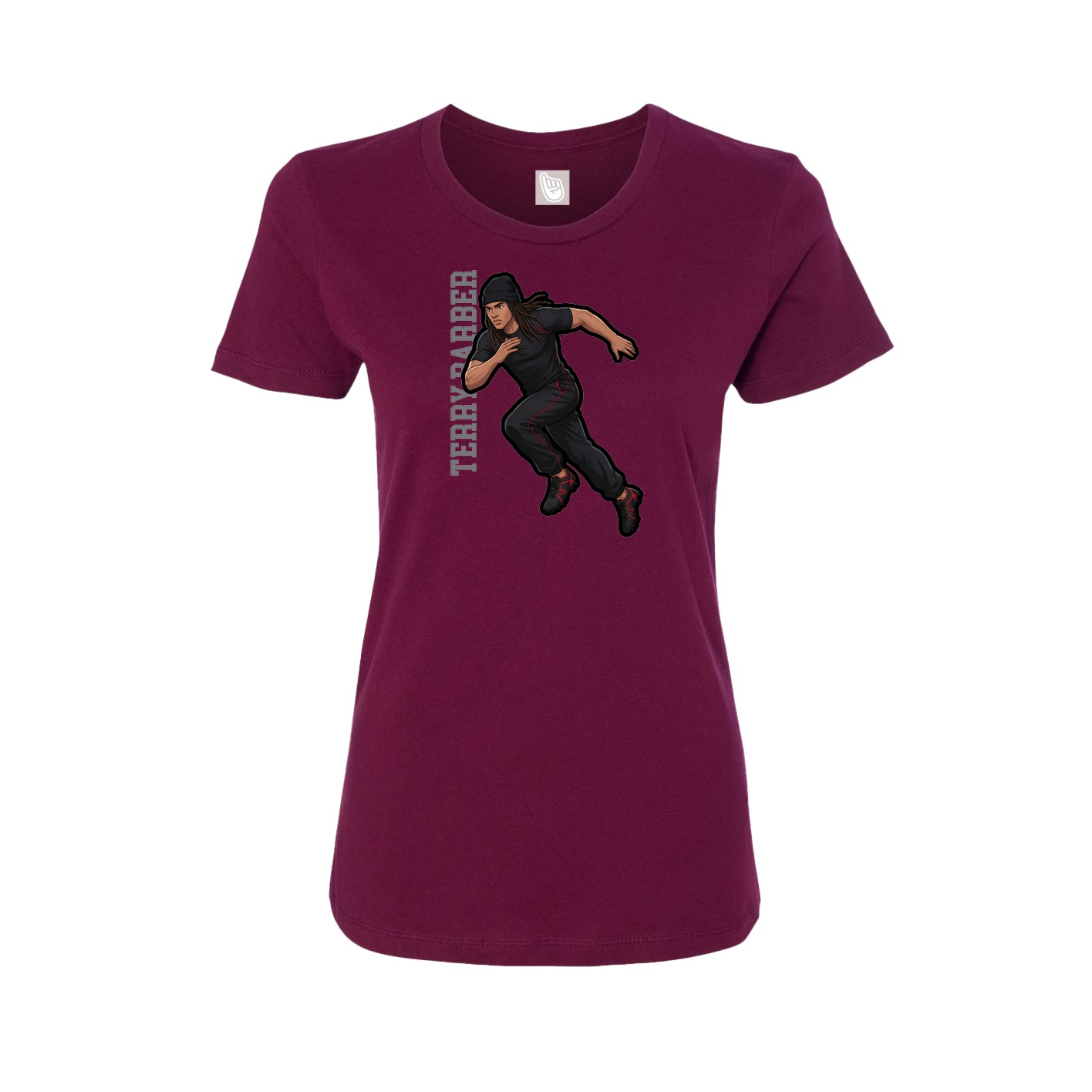 Womens Tee — Name Vertical in Maroon
