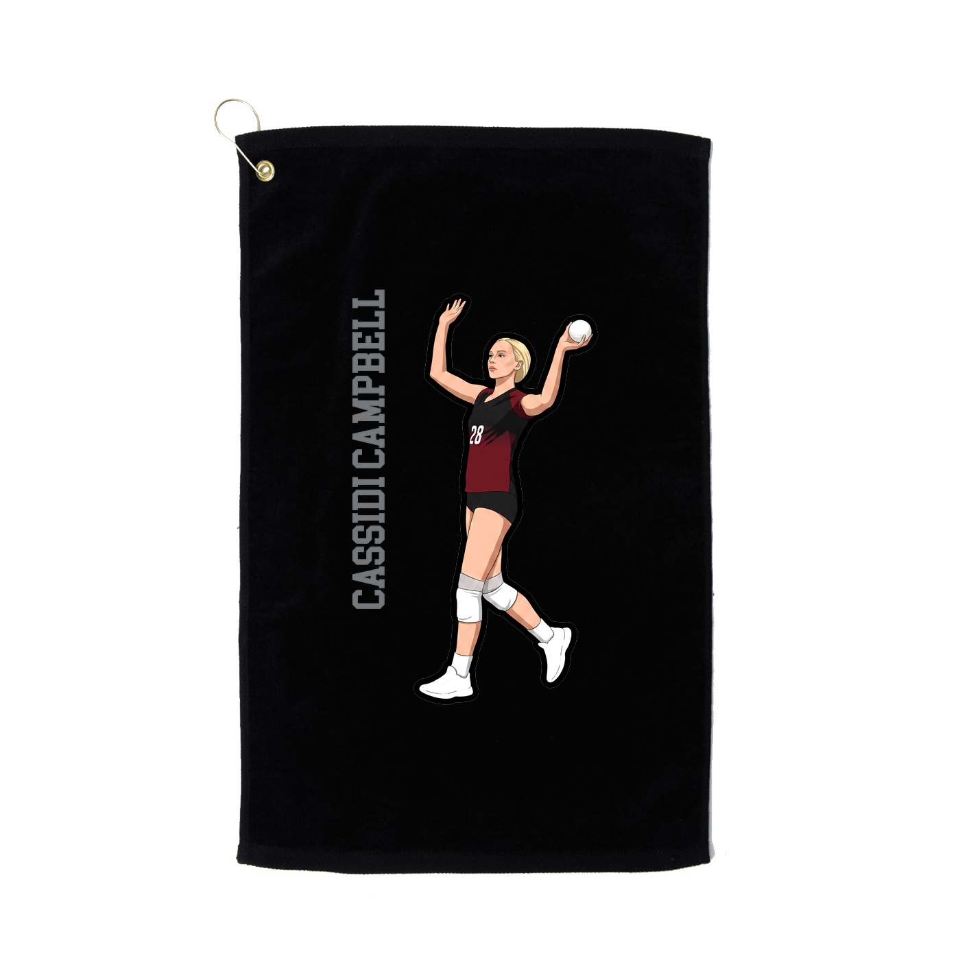 Golf Towel — Name Vertical in Black