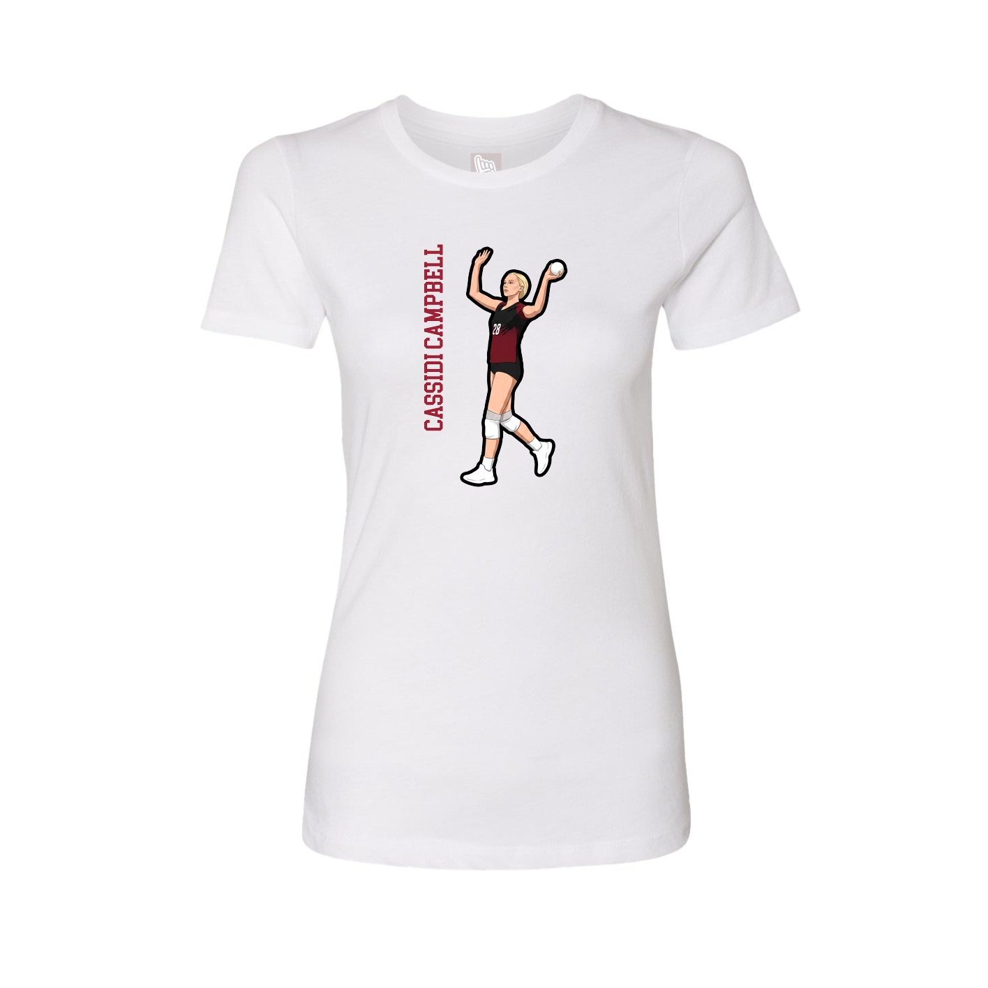 Fitted Women's Tee — Name Vertical in White
