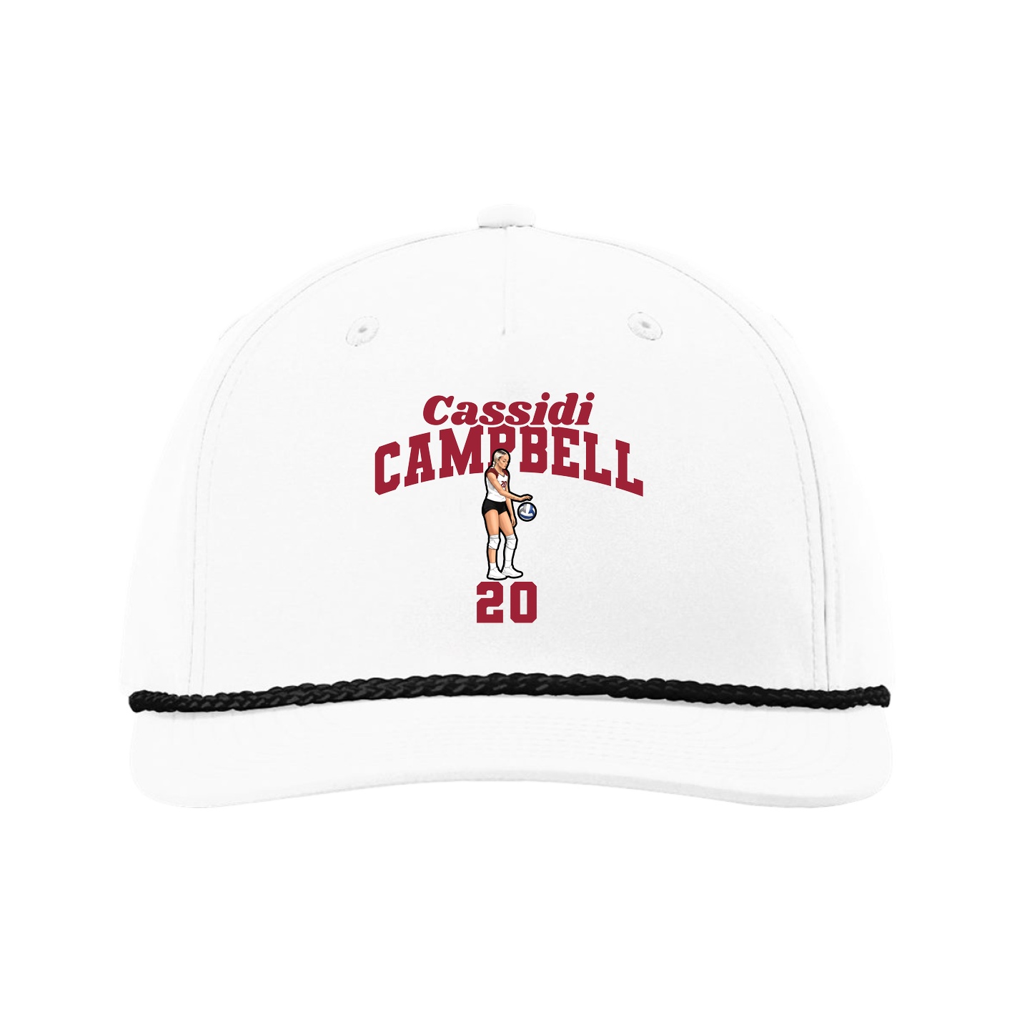 Five-Panel Classic Rope Cap — Signature Arch in White