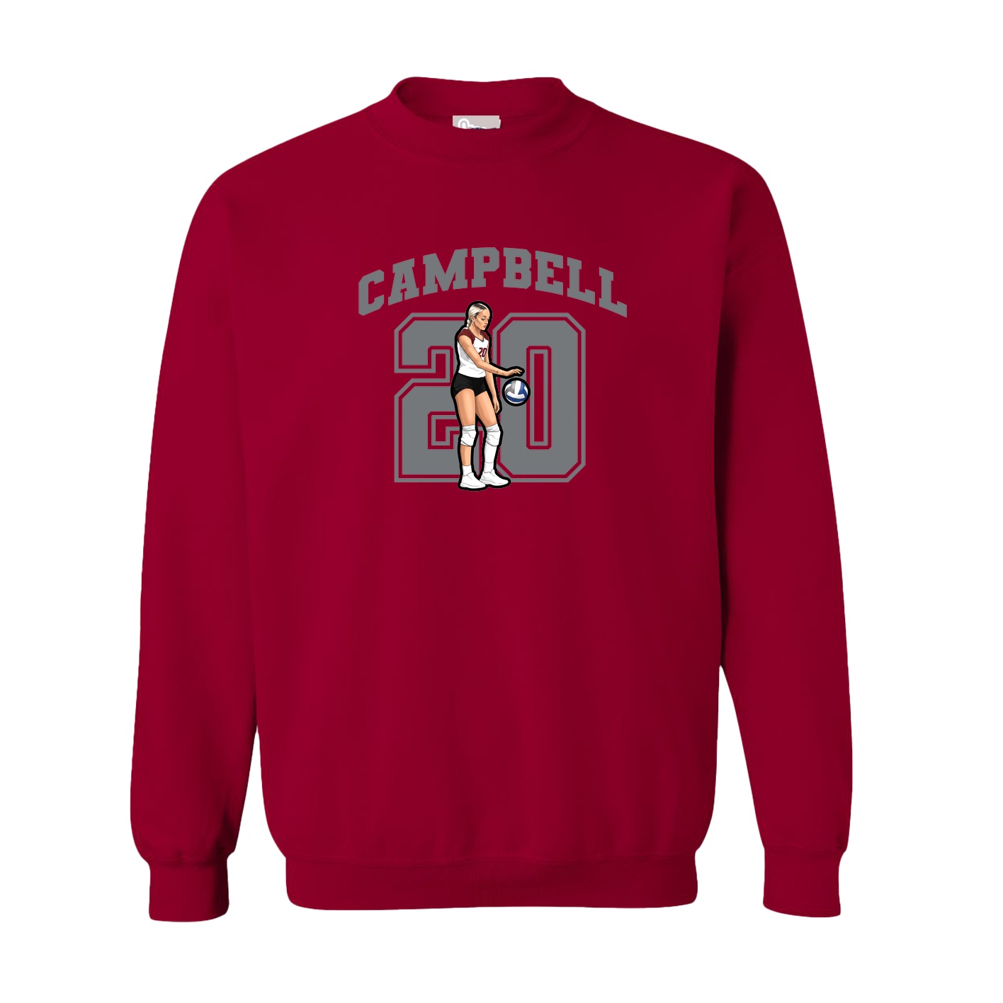 Fleece Crew — Number in Cardinal