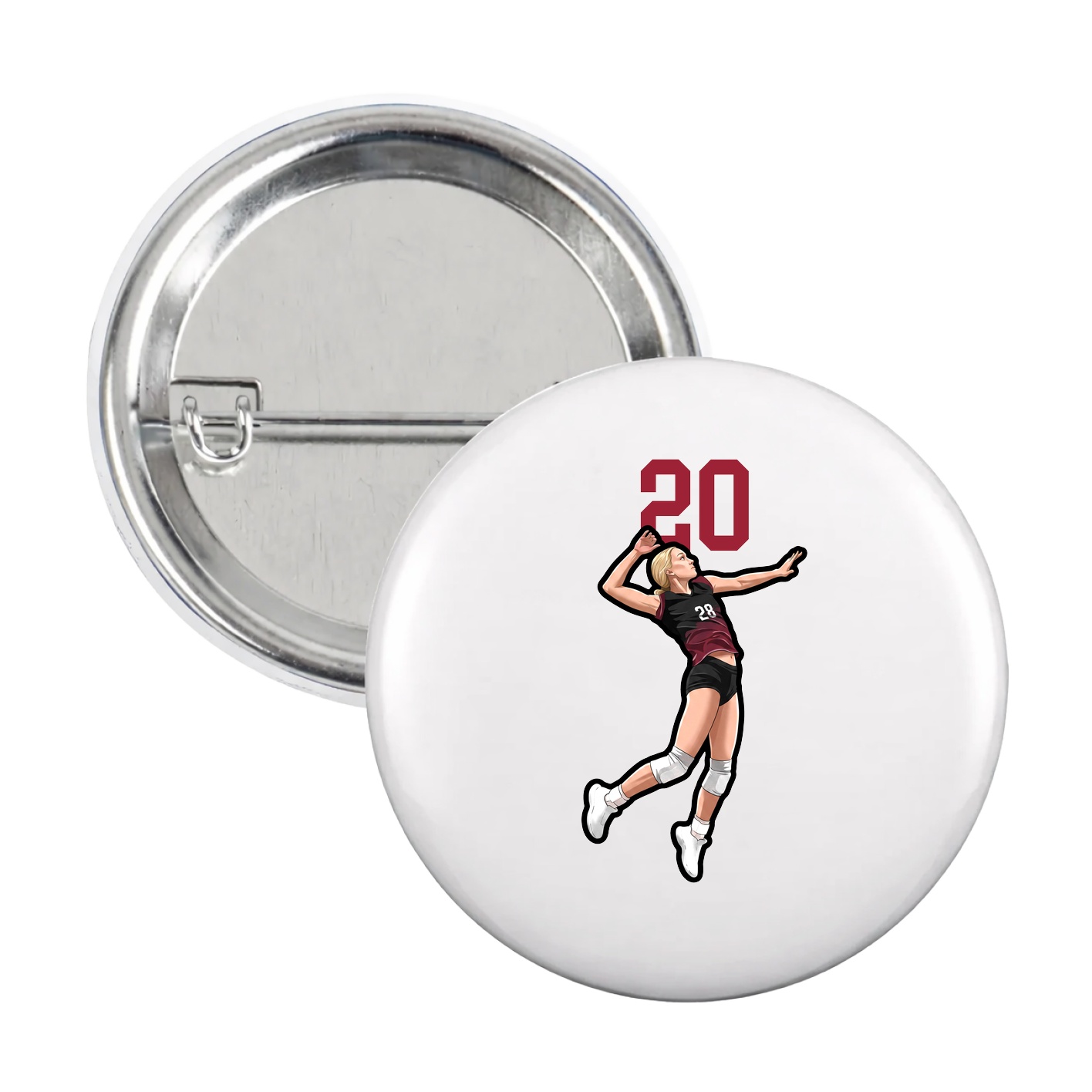Game Day Button — Number Top in White