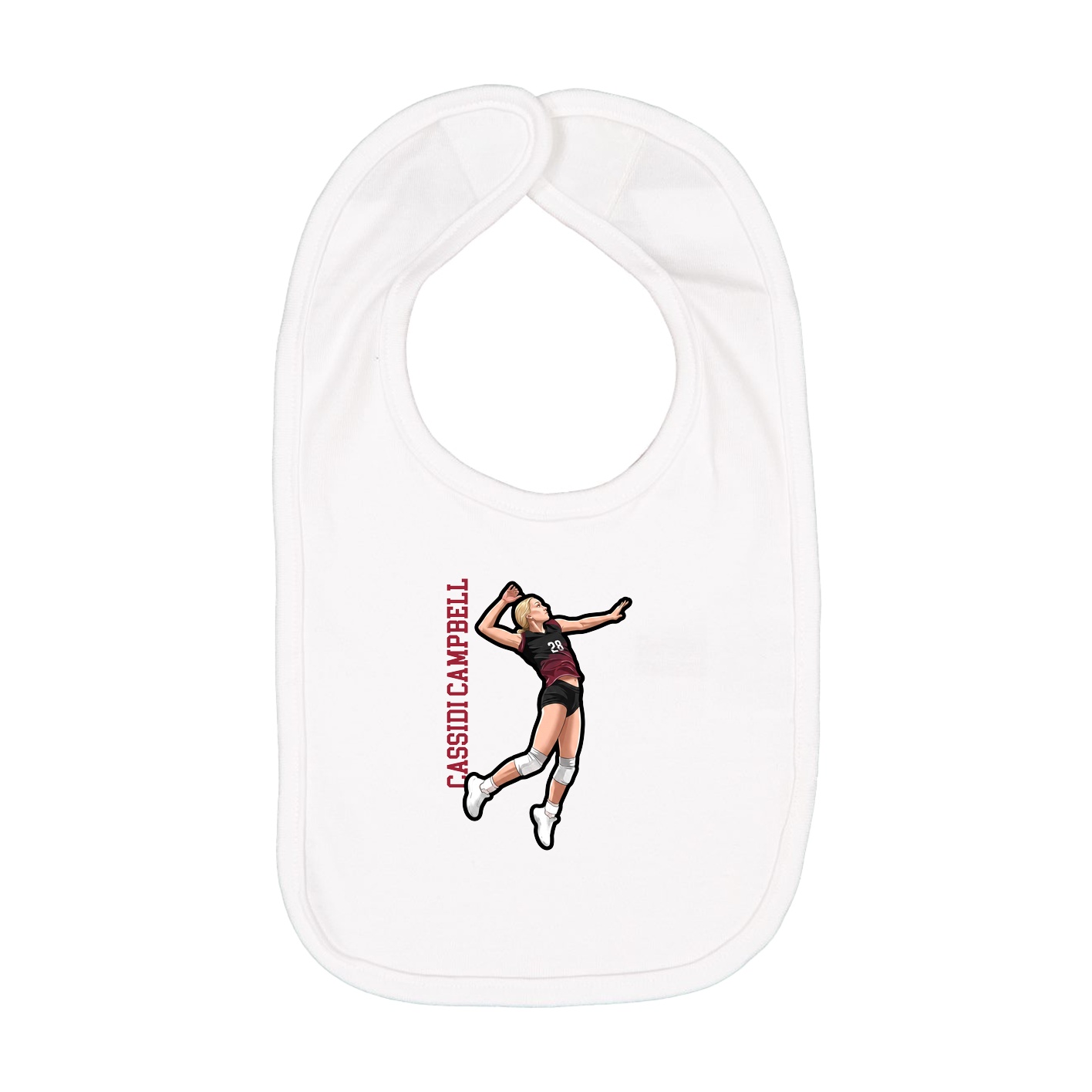 Infant Bib — Name Vertical in White