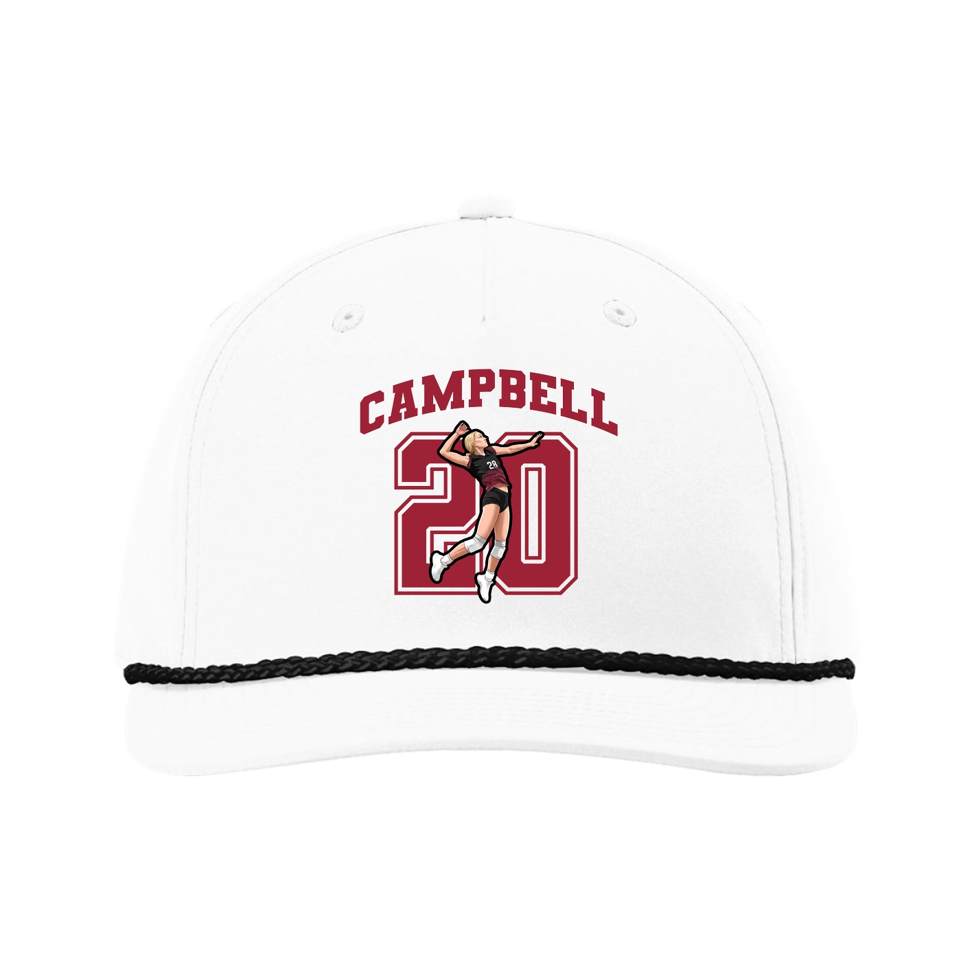 Five-Panel Classic Rope Cap — Number in White