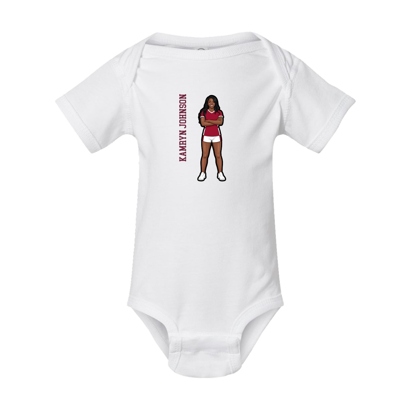Baby Onesie — Name Vertical in White