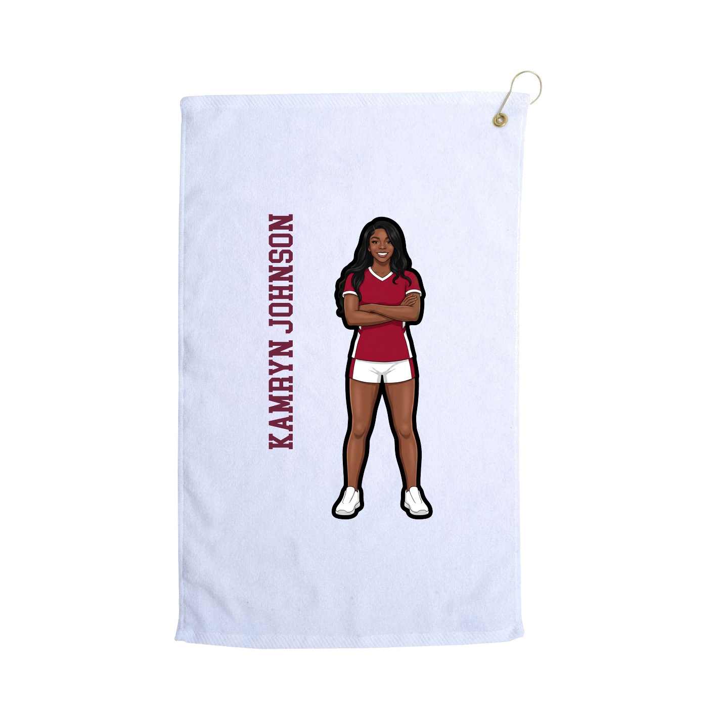 Golf Towel — Name Vertical in White