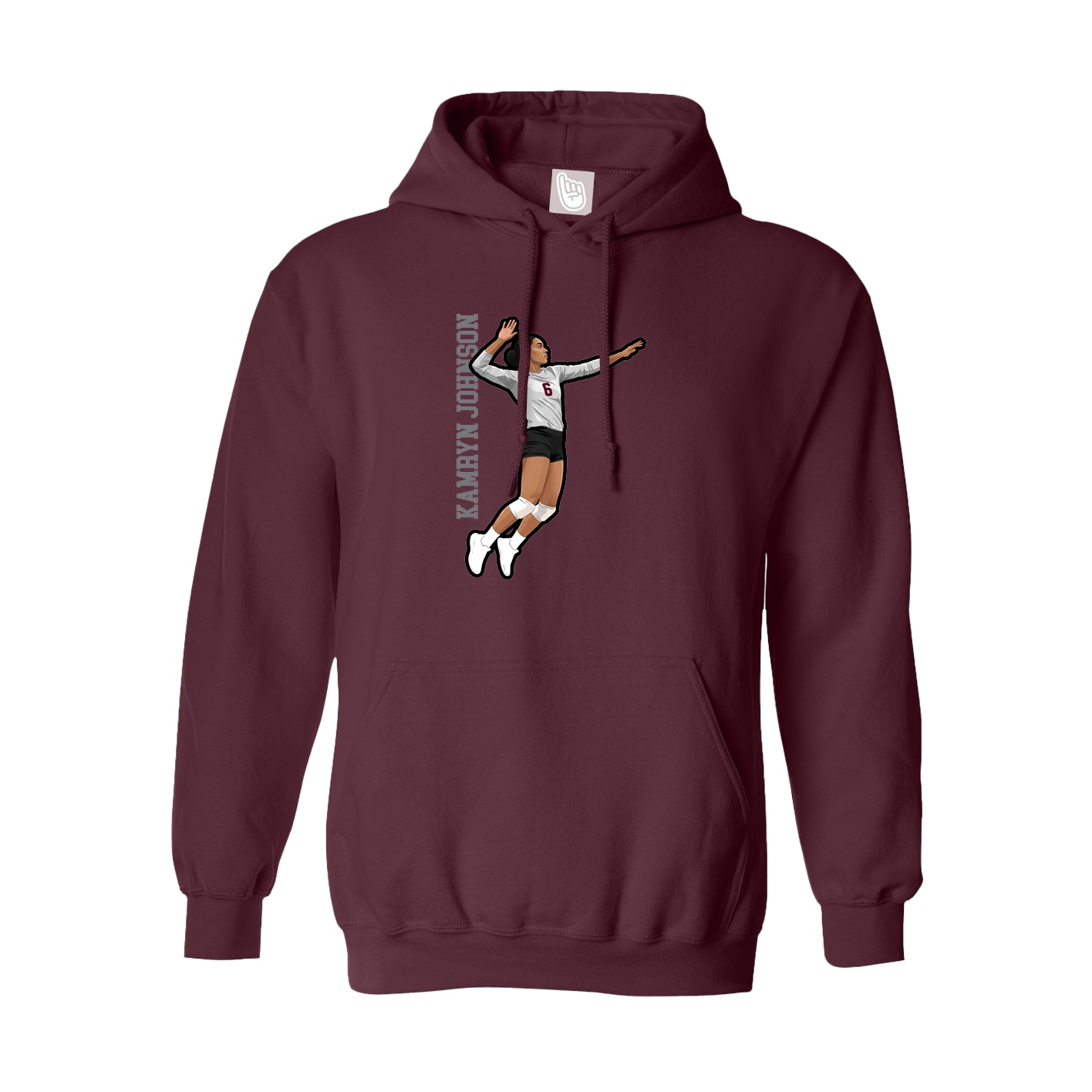 Hoodie — Name Vertical in Maroon