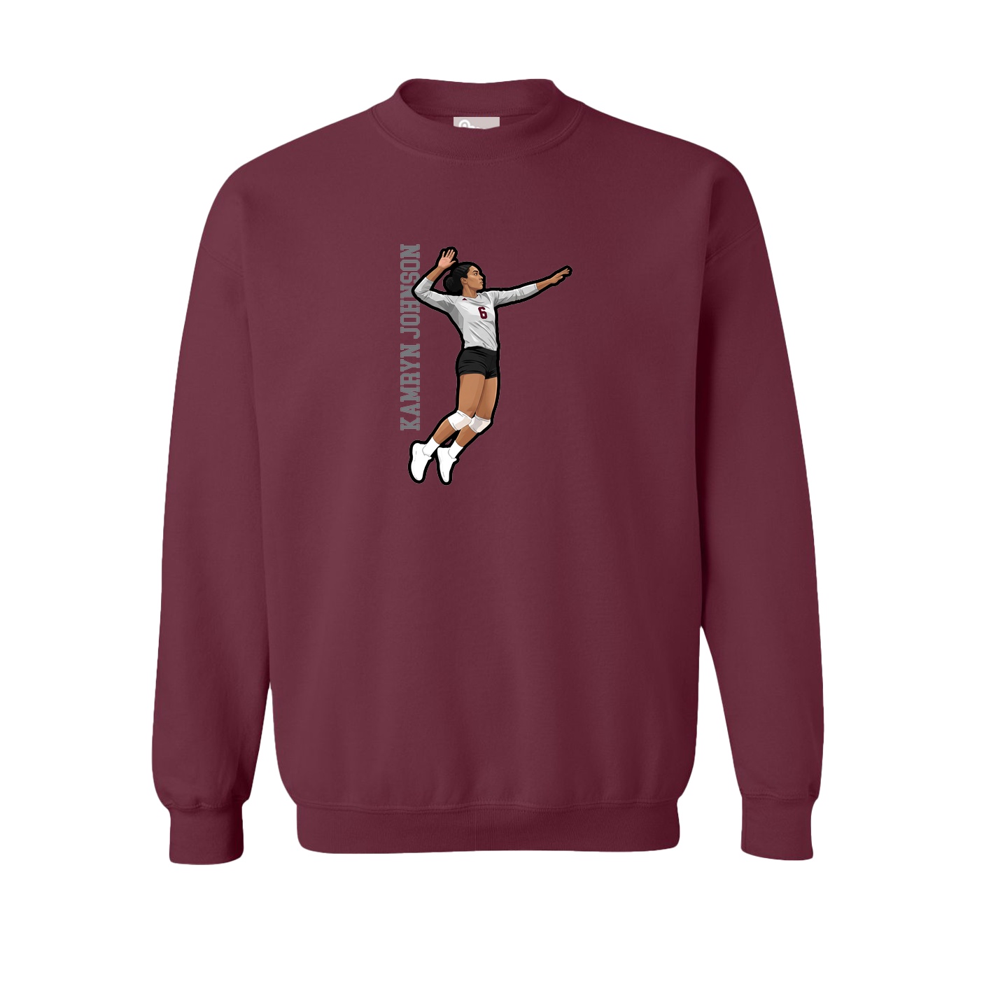 Fleece Crew — Name Vertical in Maroon