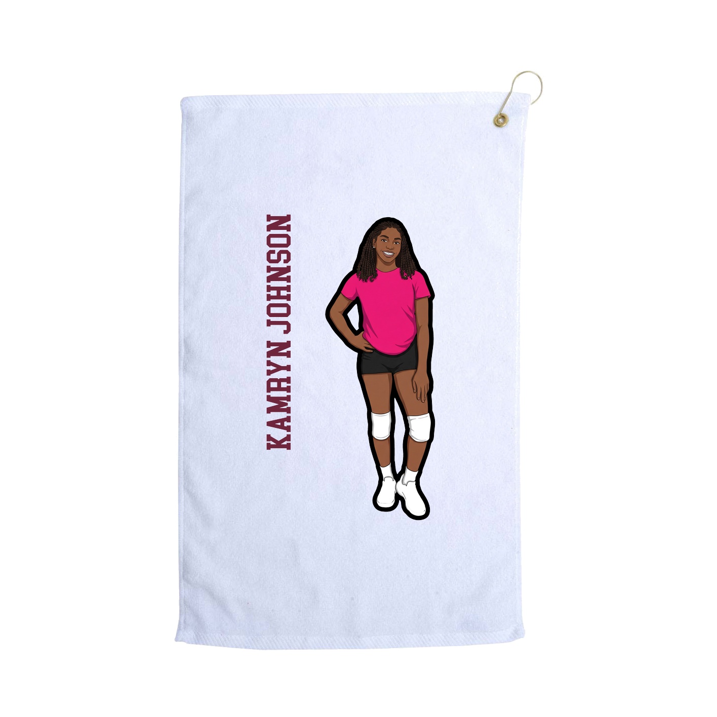 Golf Towel — Name Vertical in White