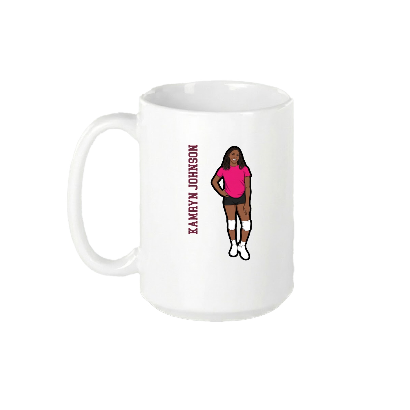 15oz Coffee Mug — Name Vertical in White