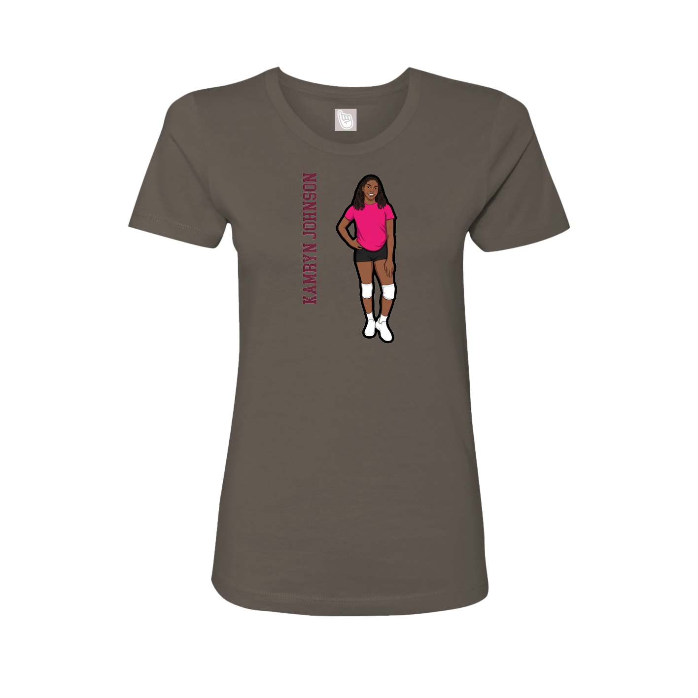 Fitted Women's Tee — Name Vertical in Grey