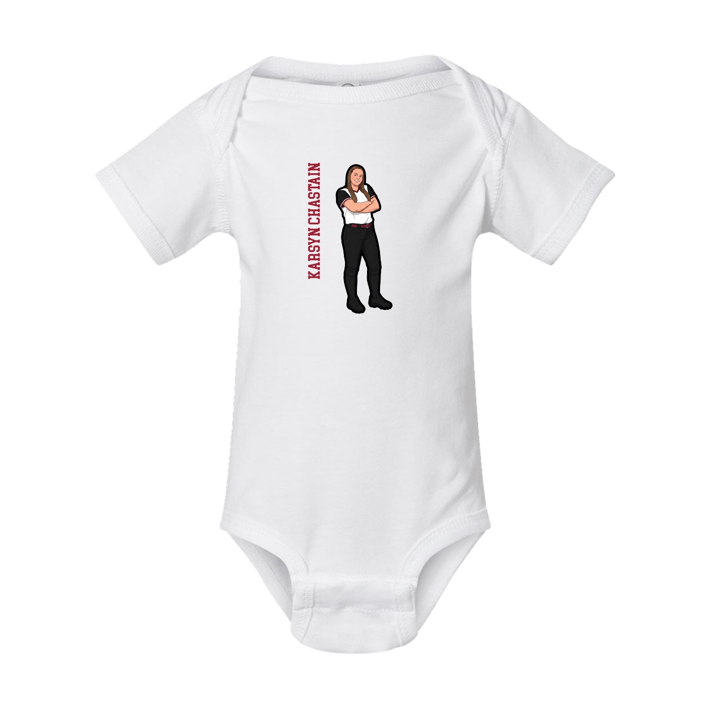 Baby Onesie — Name Vertical in White