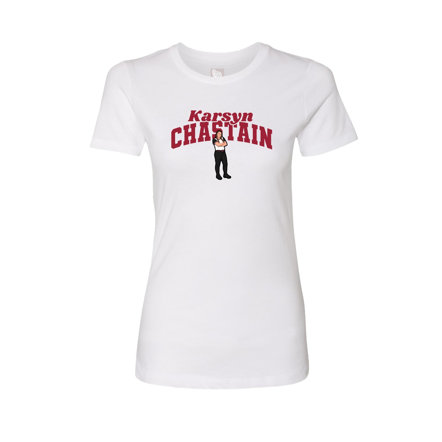 Fitted Women's Tee — Signature Arch in White