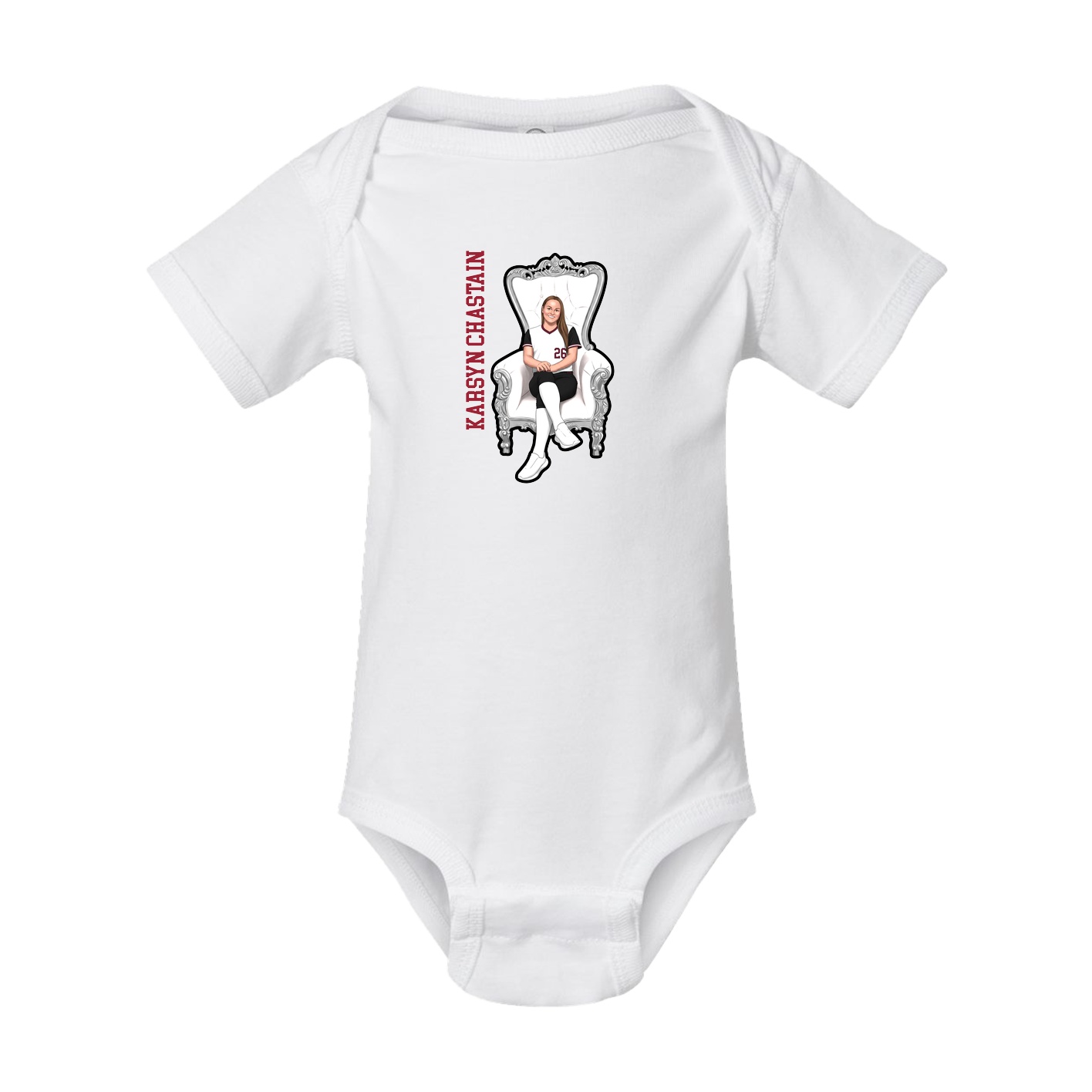 Baby Onesie — Name Vertical in White