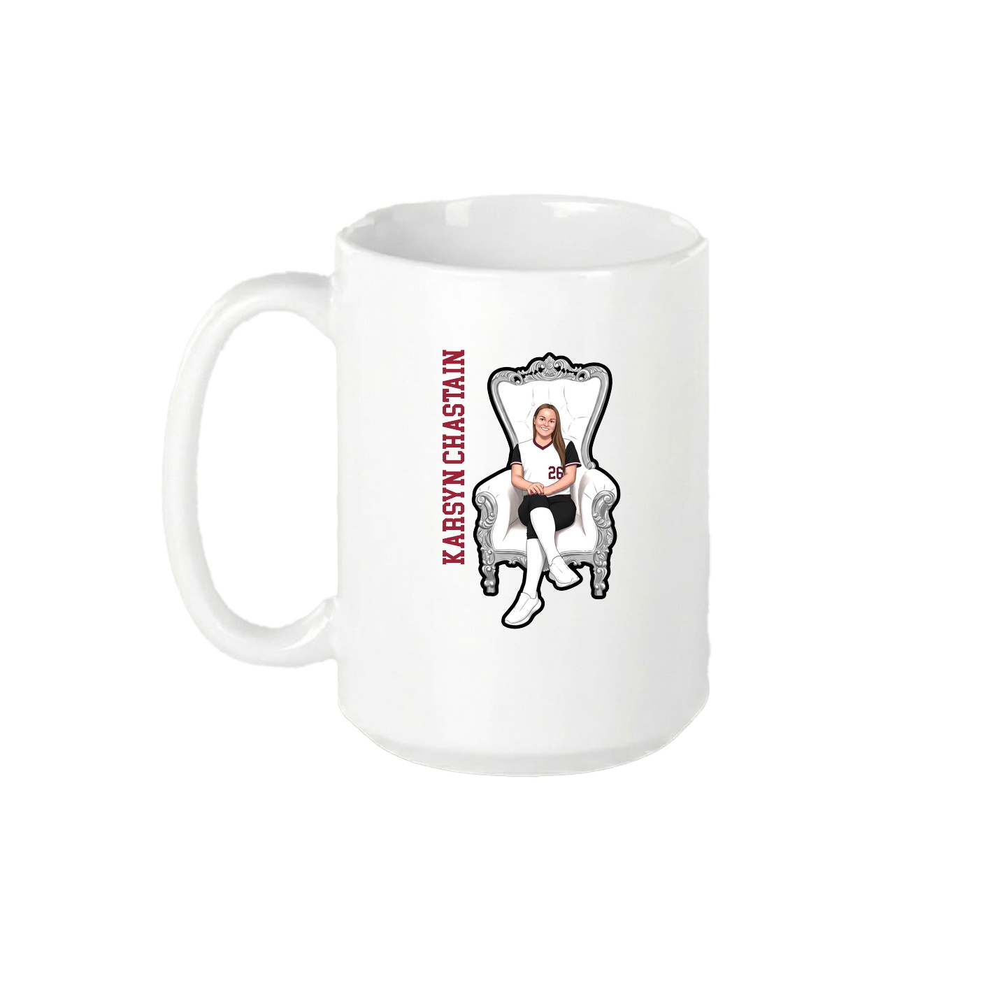 15oz Coffee Mug — Name Vertical in White