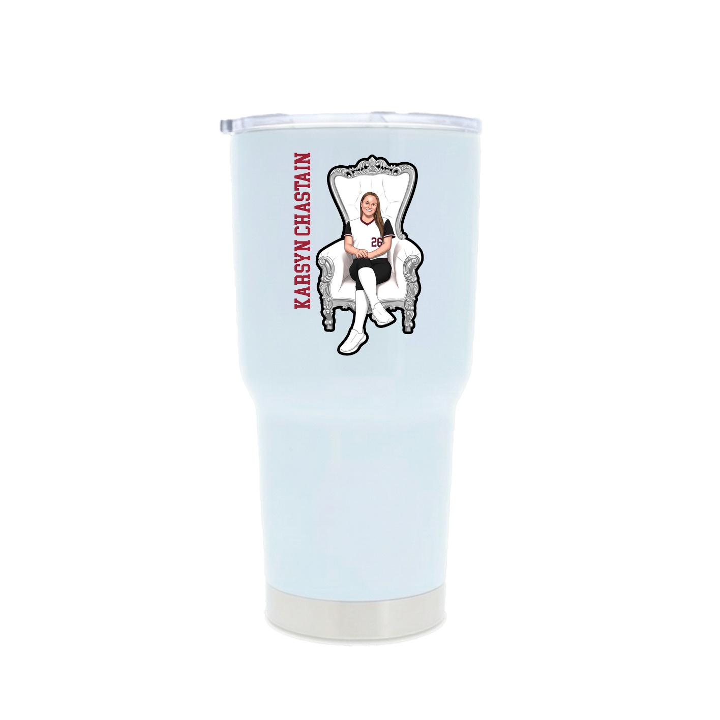 30oz Stainless Steel Tumbler — Name Vertical in White