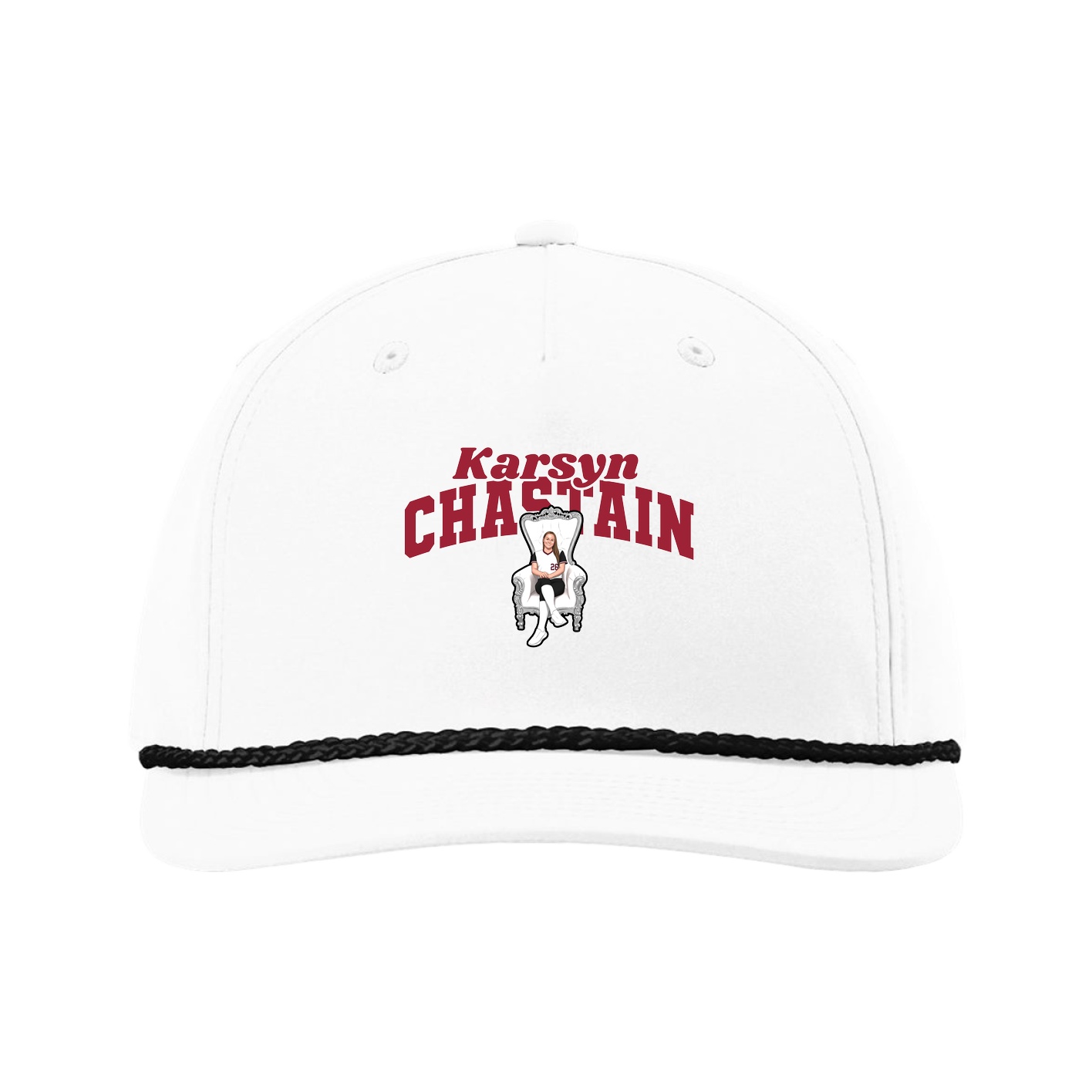 Five-Panel Classic Rope Cap — Signature Arch in White
