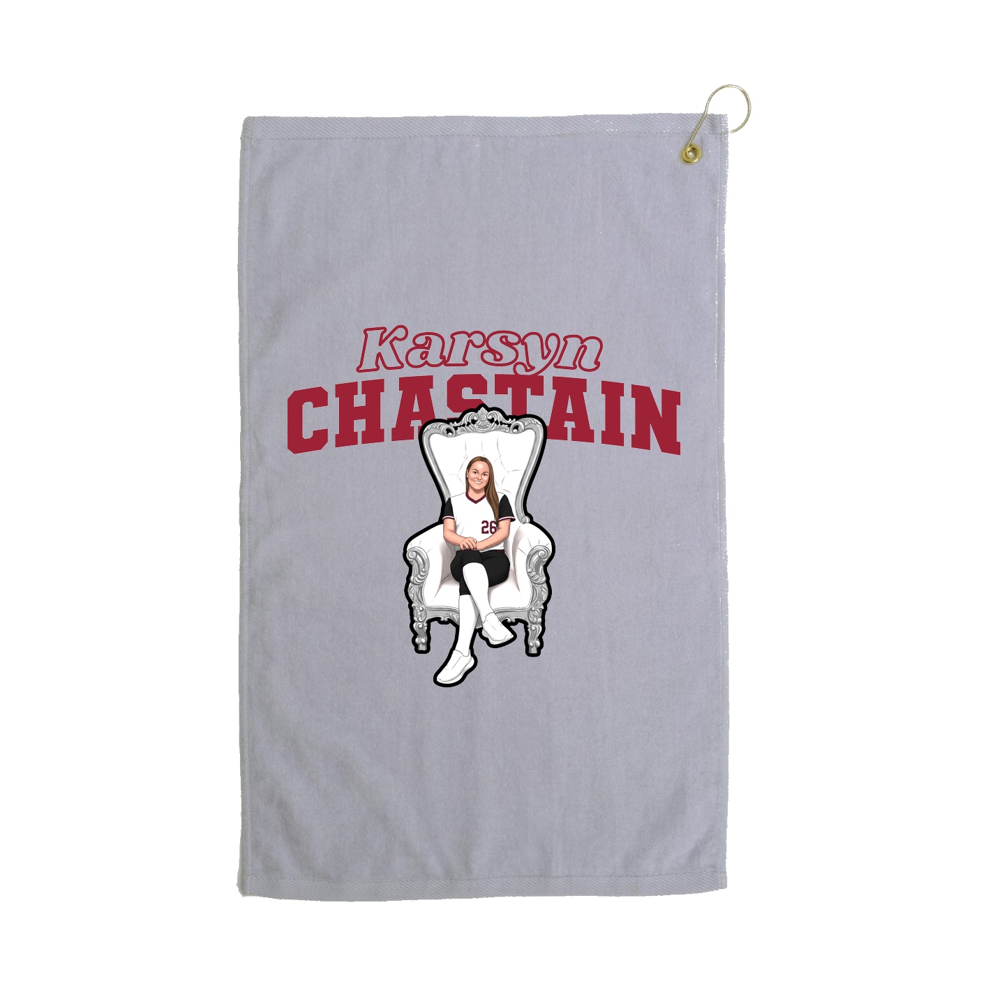 Golf Towel — Name Arch in Grey