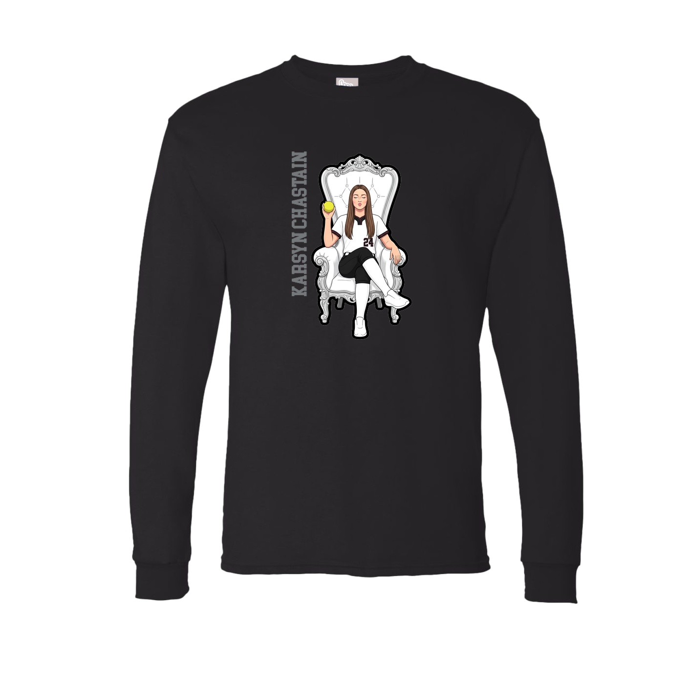 Long Sleeve Tee — Name Vertical in Black