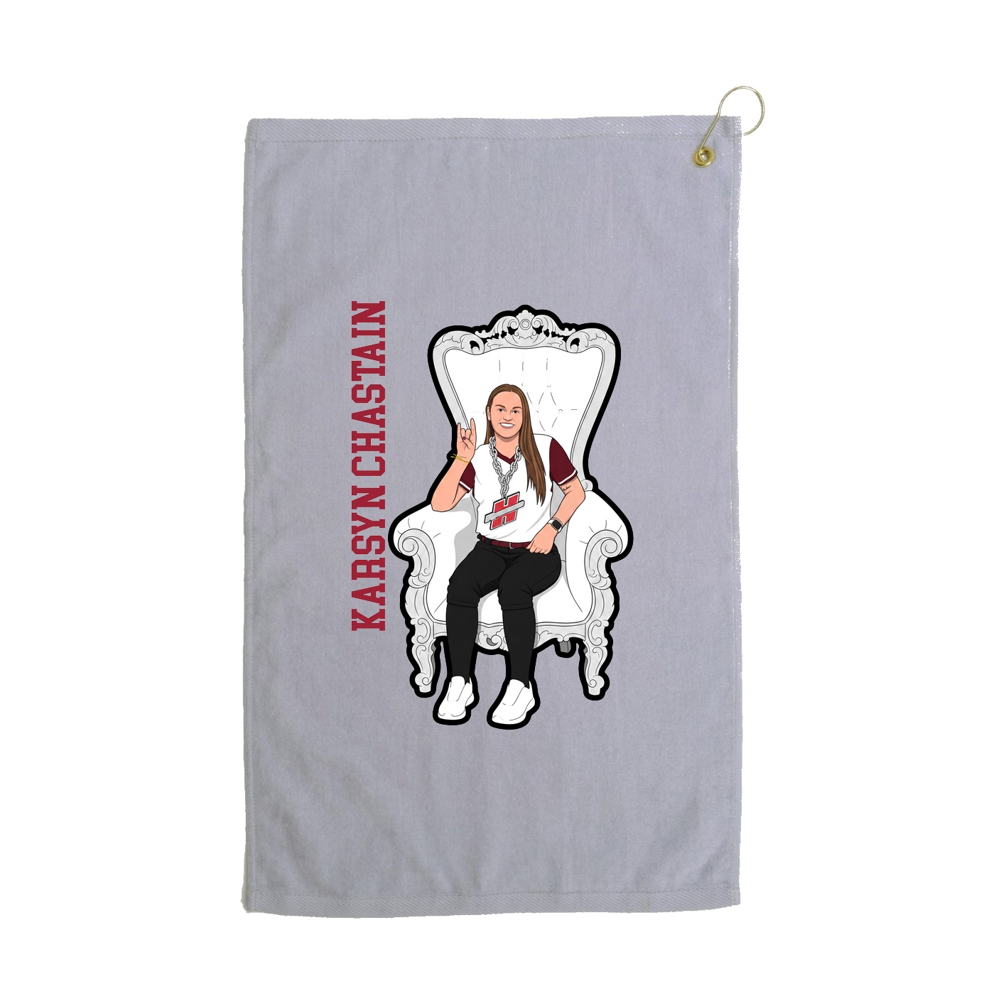 Golf Towel — Name Vertical in Grey
