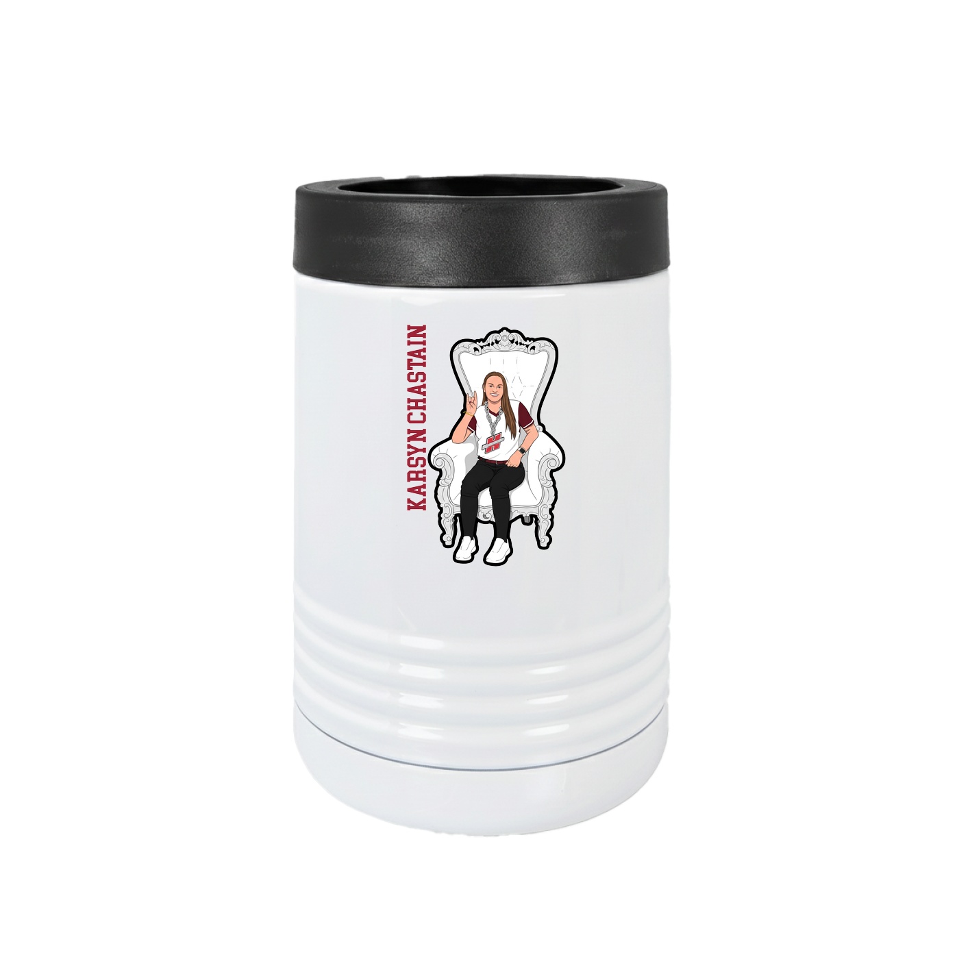 Beverage Holder — Name Vertical in White