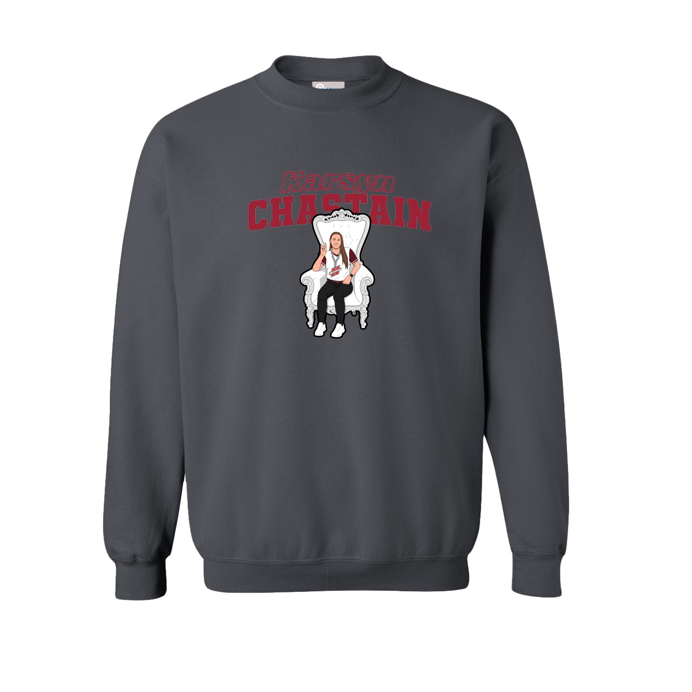Fleece Crew — Name Arch in Grey