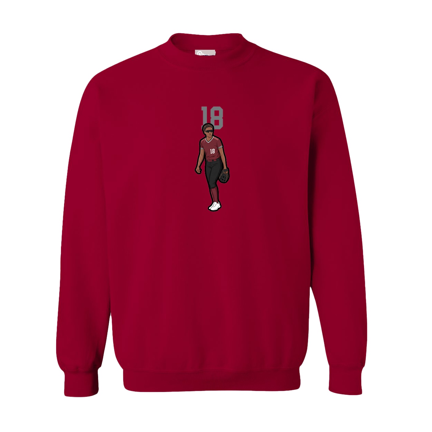 Fleece Crew — Number Top in Cardinal