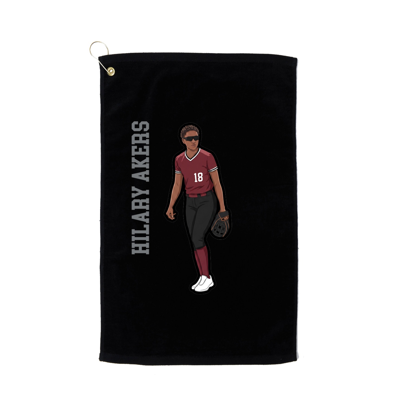 Golf Towel — Name Vertical in Black