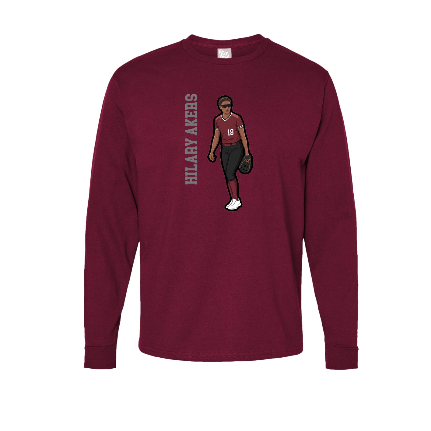 Long Sleeve Tee — Name Vertical in Cardinal