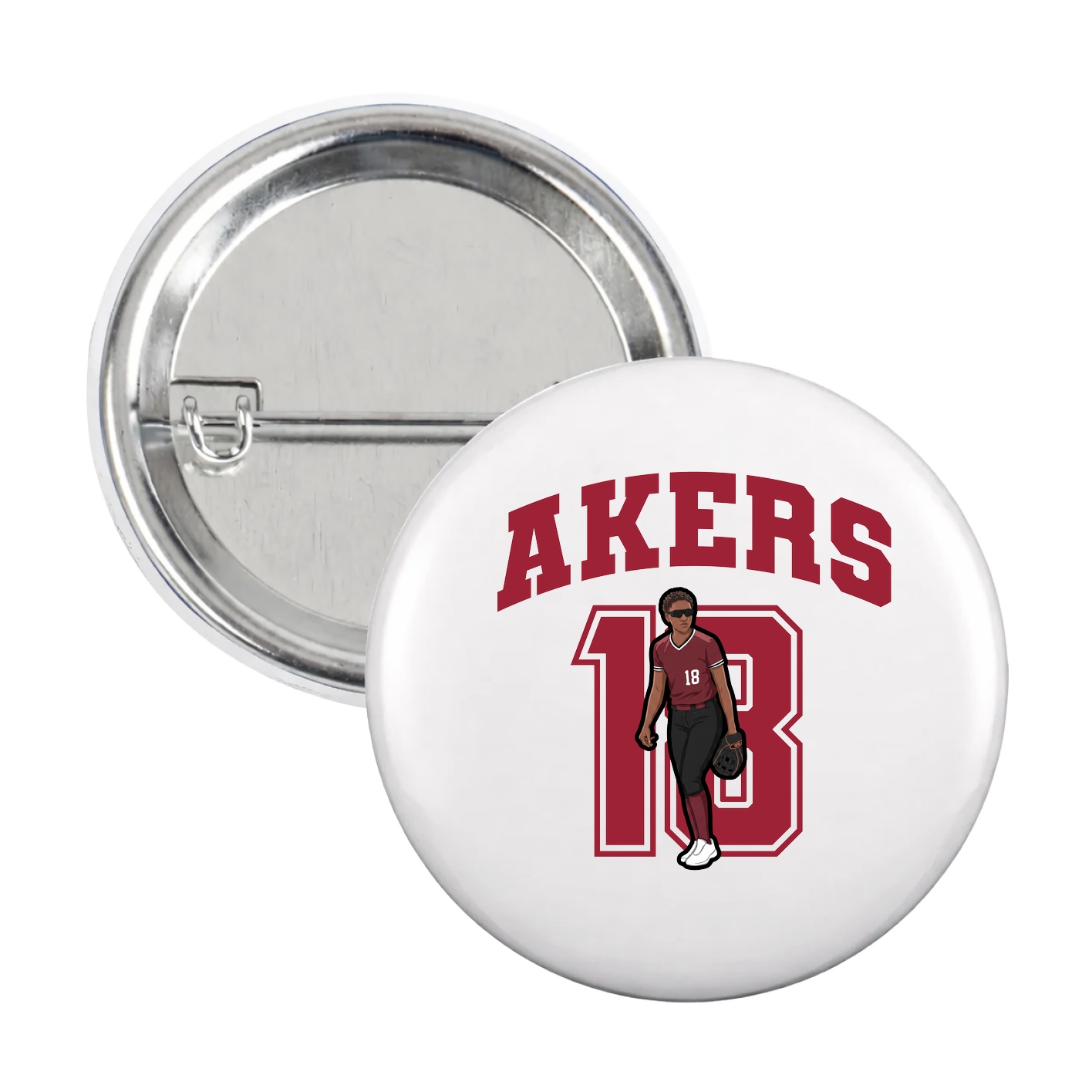 Game Day Button — Number in White