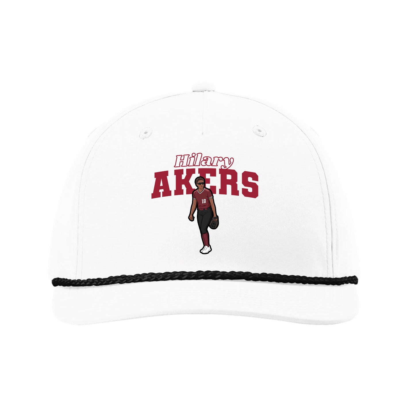 Five-Panel Classic Rope Cap — Name Arch in White