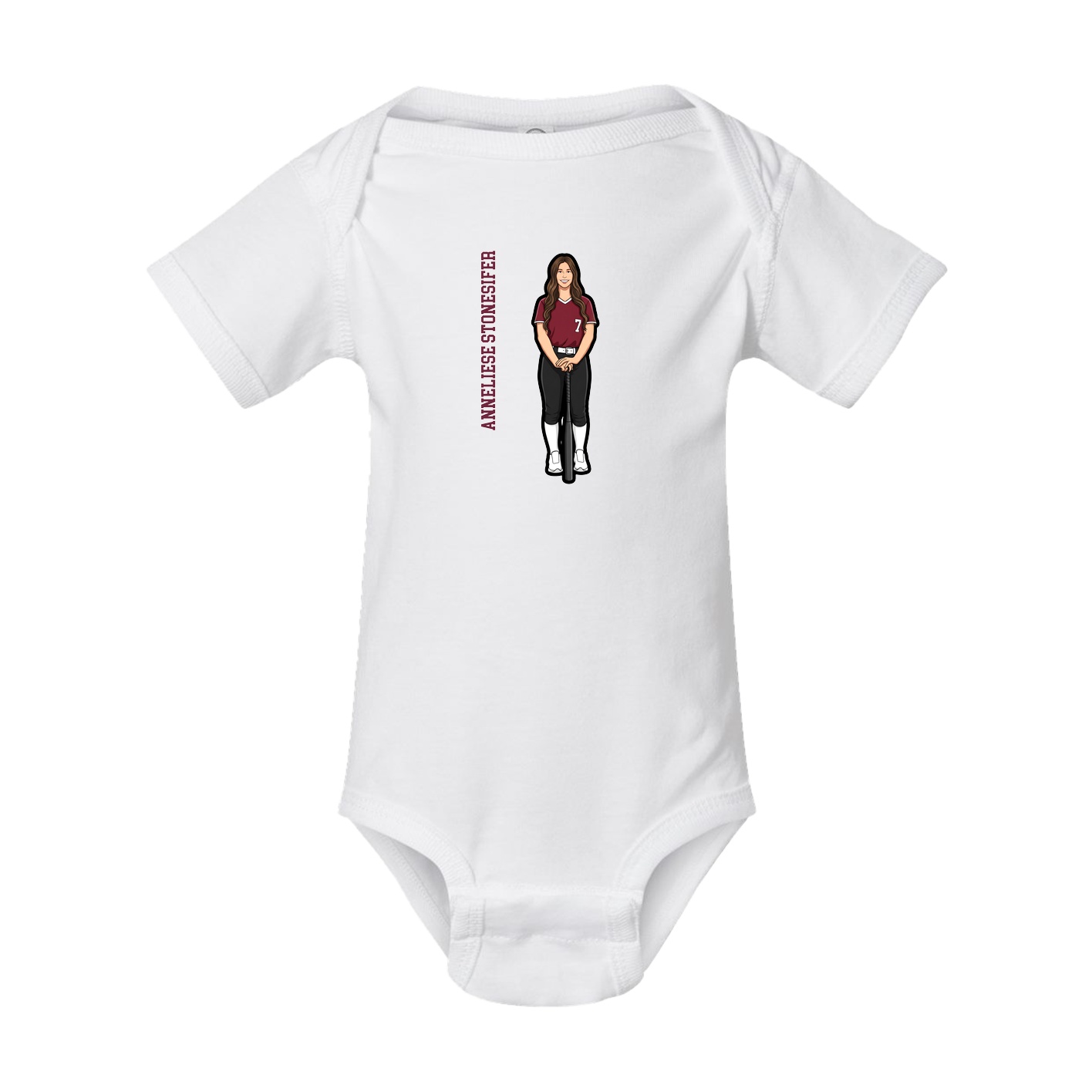 Baby Onesie — Name Vertical in White