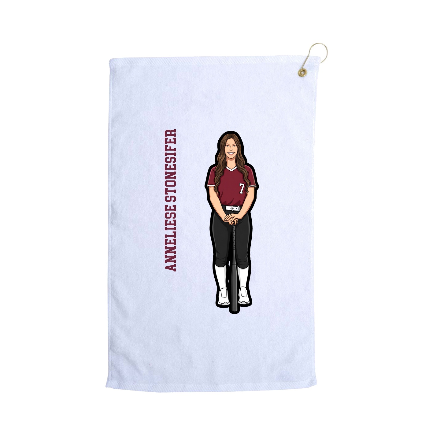 Golf Towel — Name Vertical in White