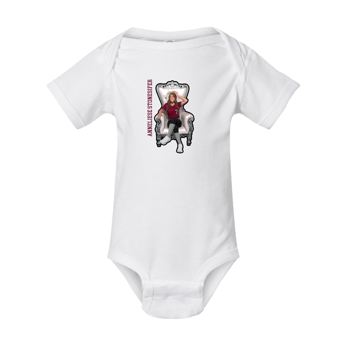 Baby Onesie — Name Vertical in White