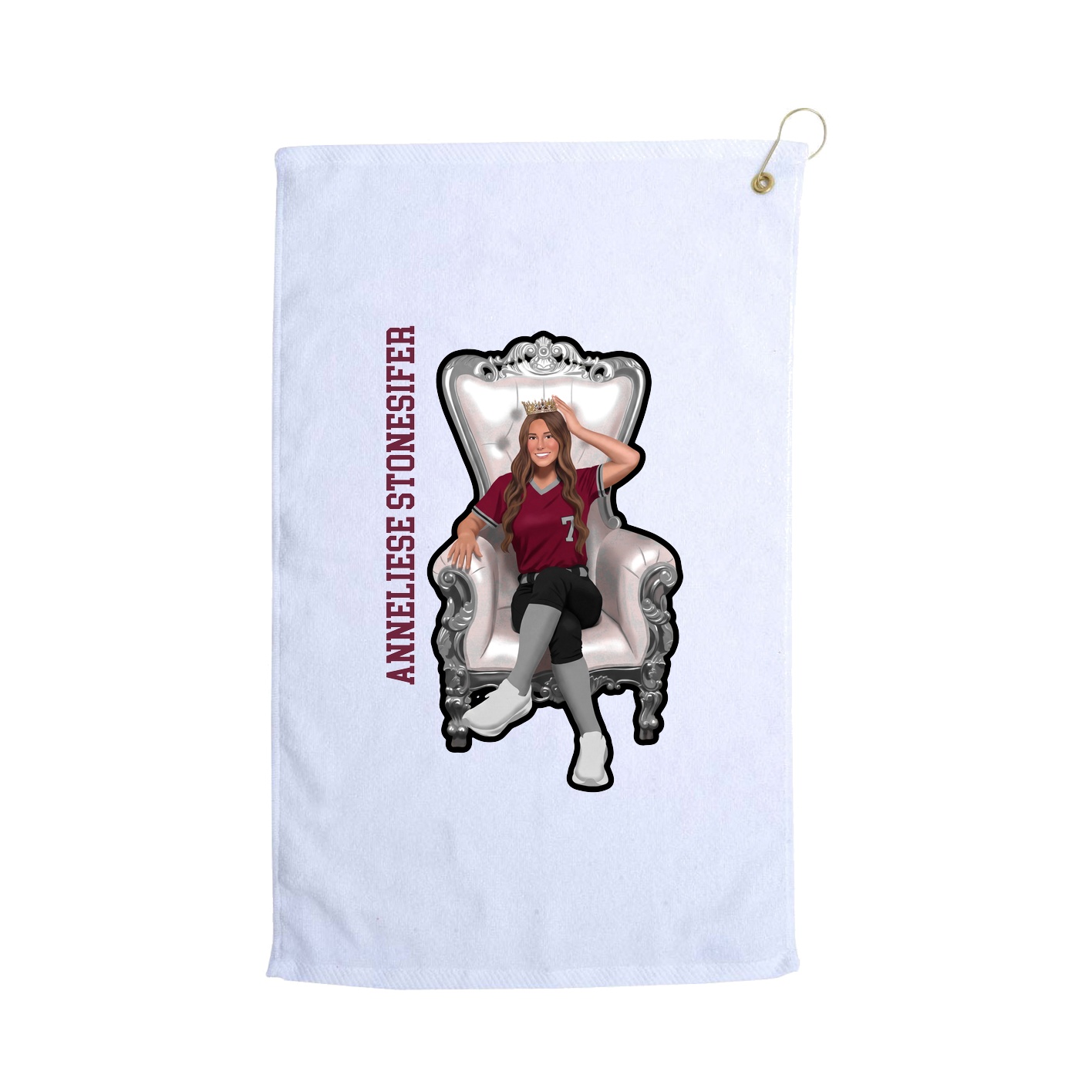 Golf Towel — Name Vertical in White