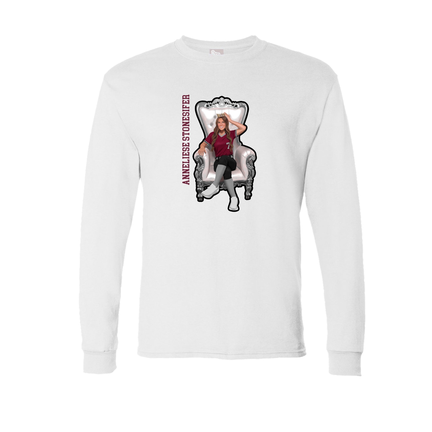 Long Sleeve Tee — Name Vertical in White