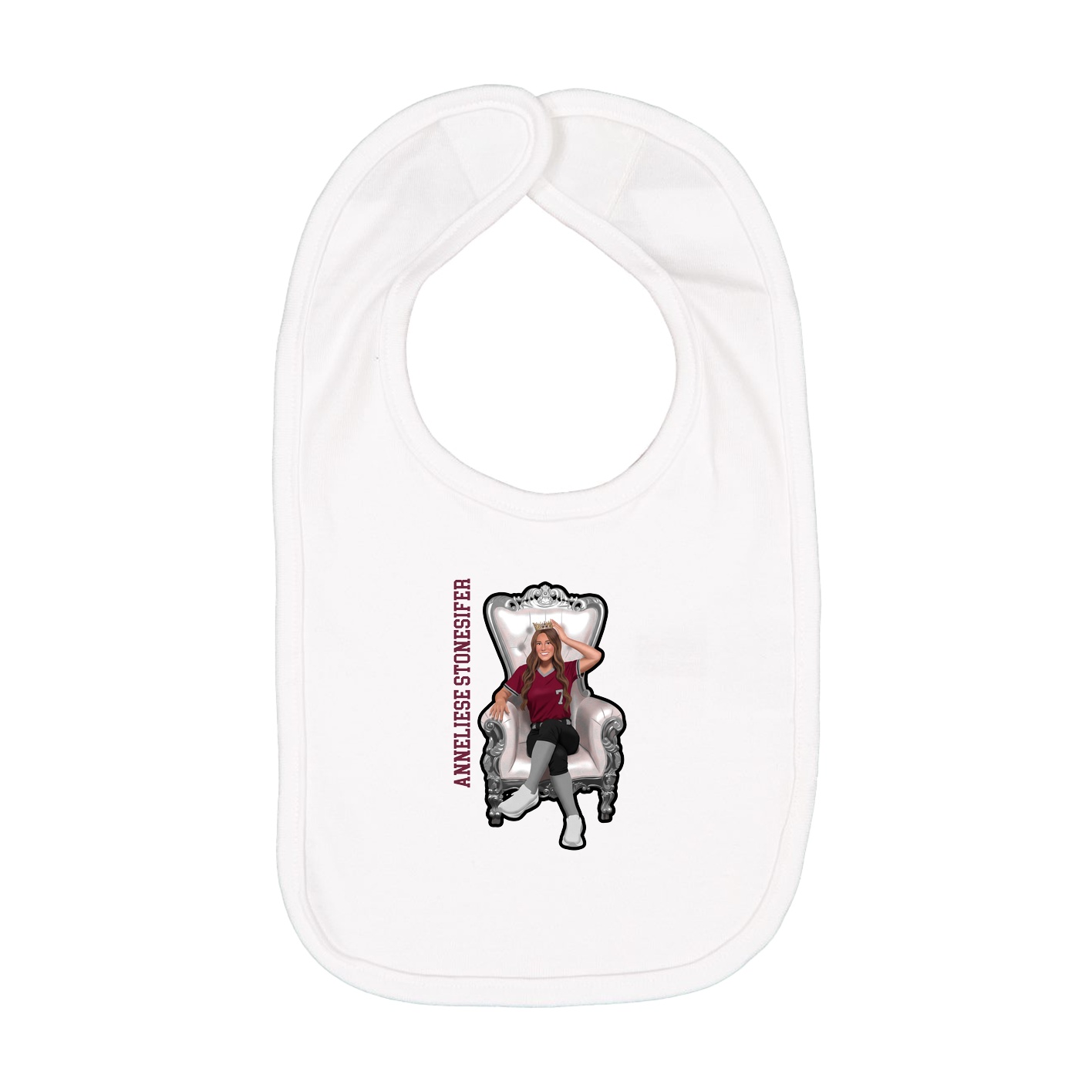 Infant Bib — Name Vertical in White