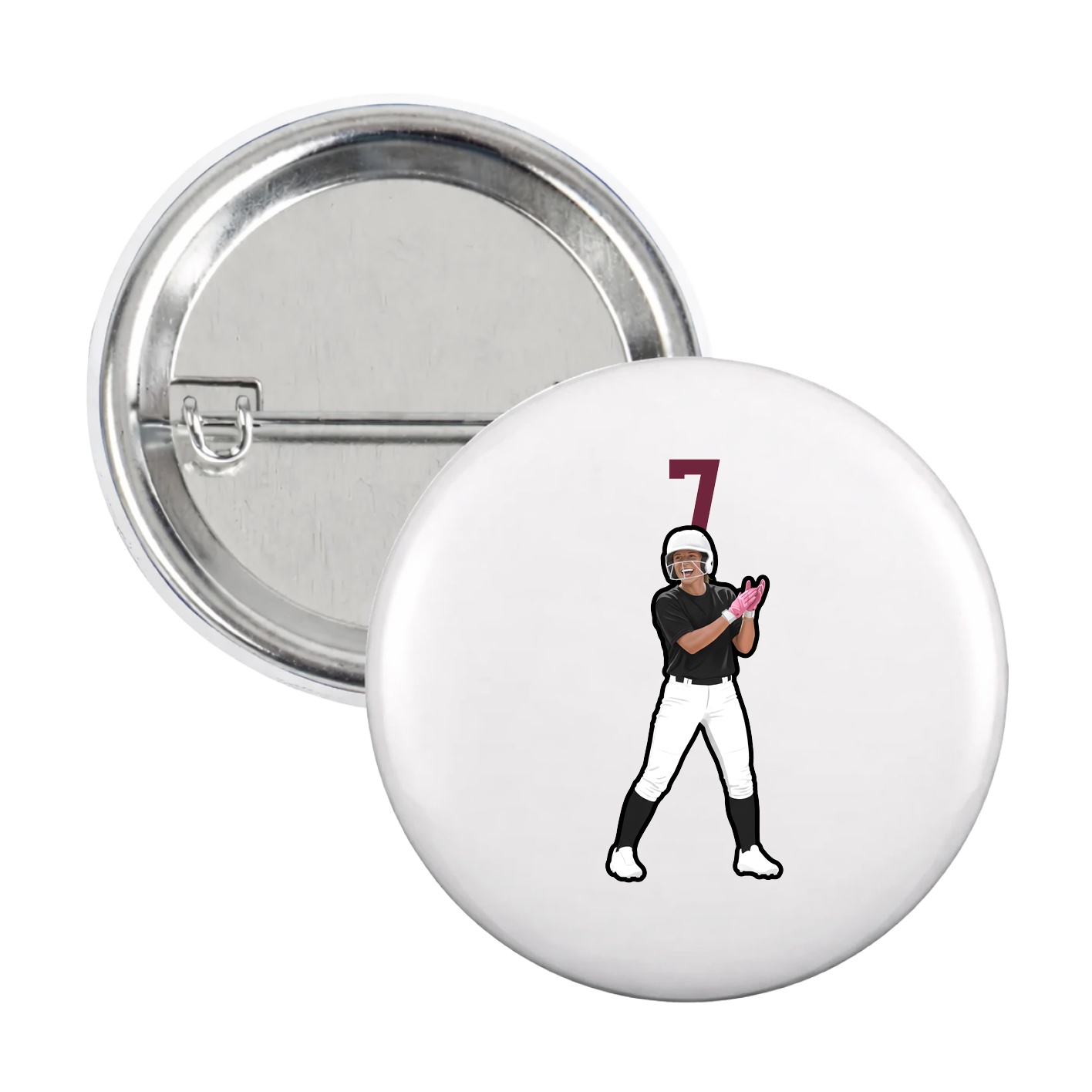 Game Day Button — Number Top in White