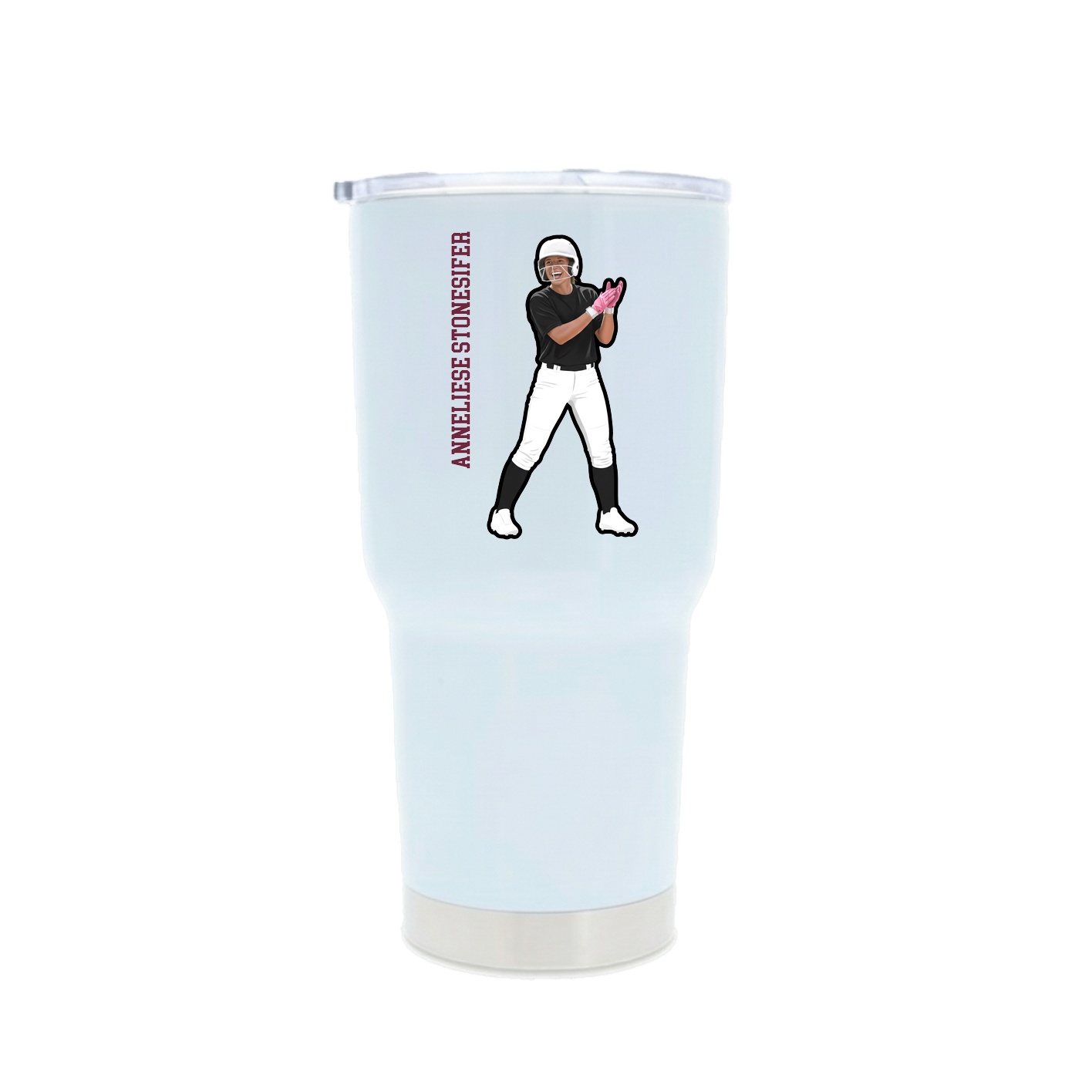 30oz Stainless Steel Tumbler — Name Vertical in White